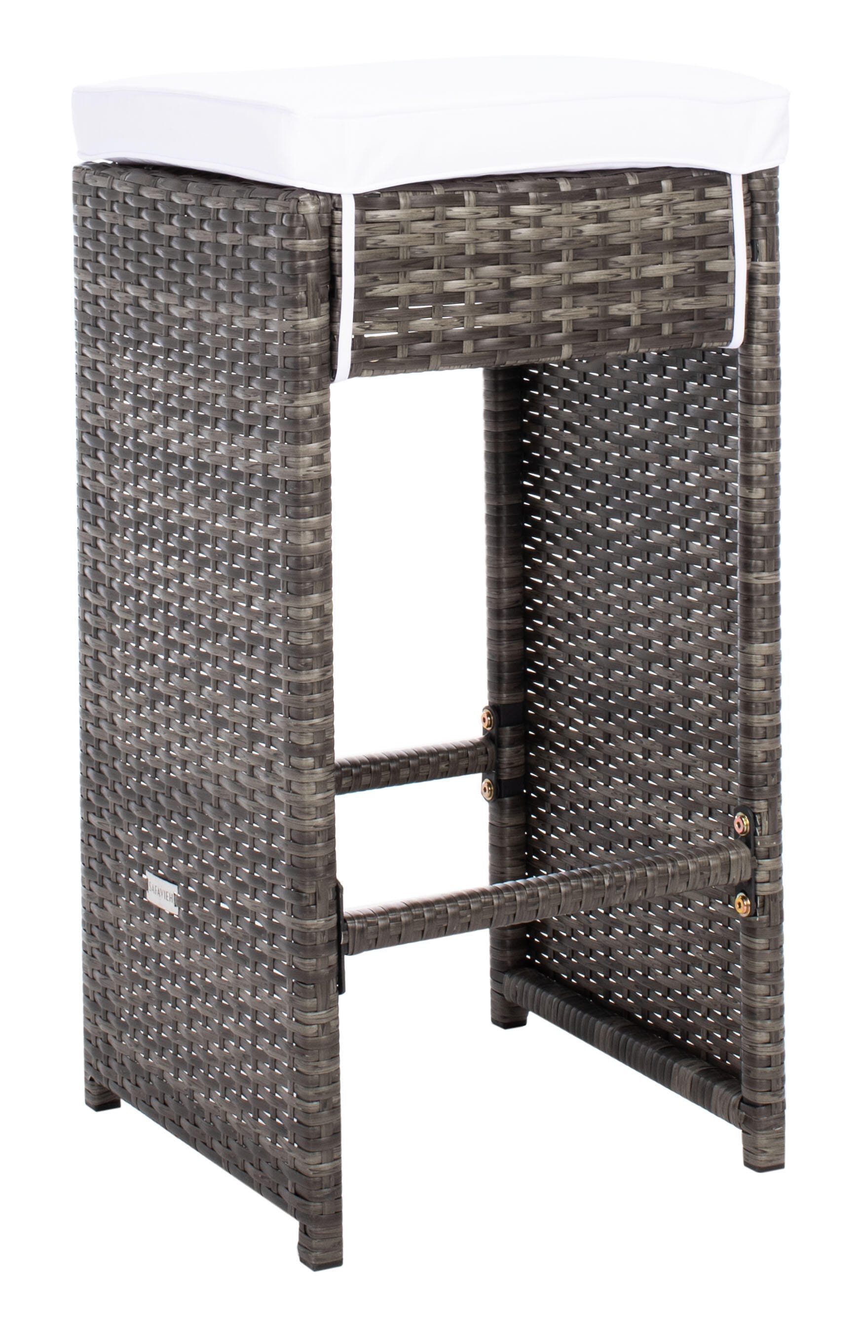 Safavieh Horus Outdoor Dining Table and 6 Stools, Gray Brown/White, large