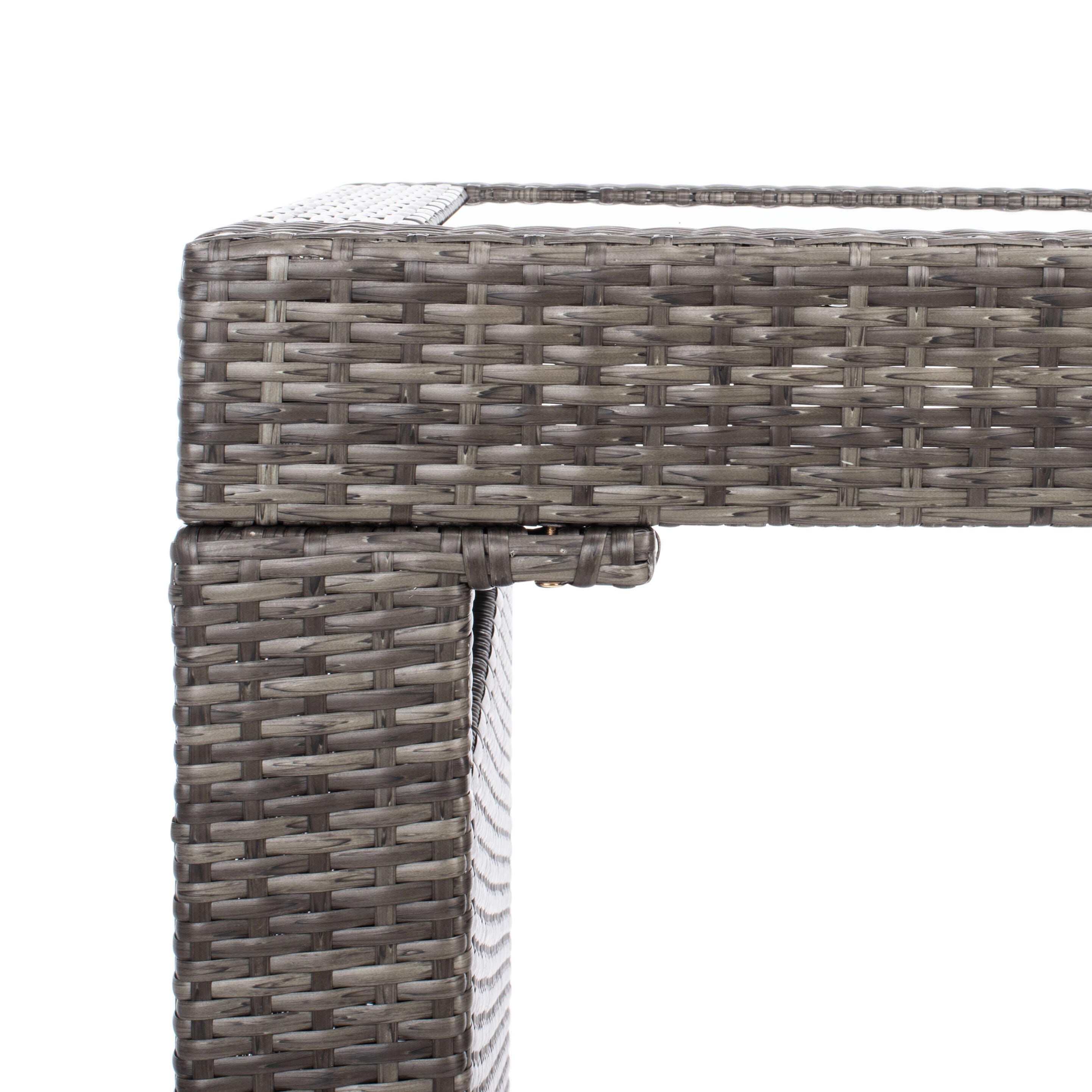 Safavieh Horus Outdoor Dining Table and 6 Stools, Gray Brown/White, large