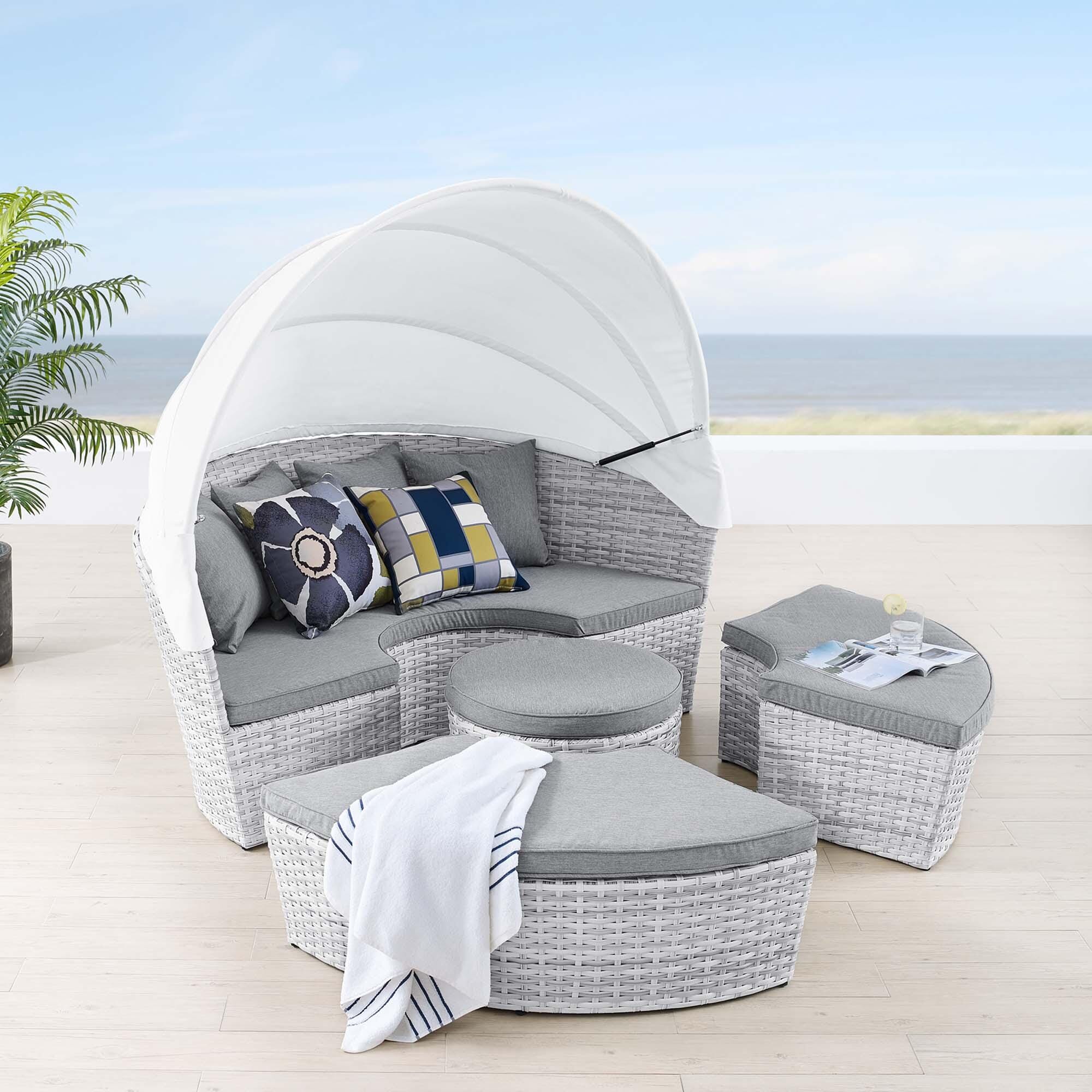 Modway Scottsdale Outdoor Daybed, Light Gray/Gray, rollover