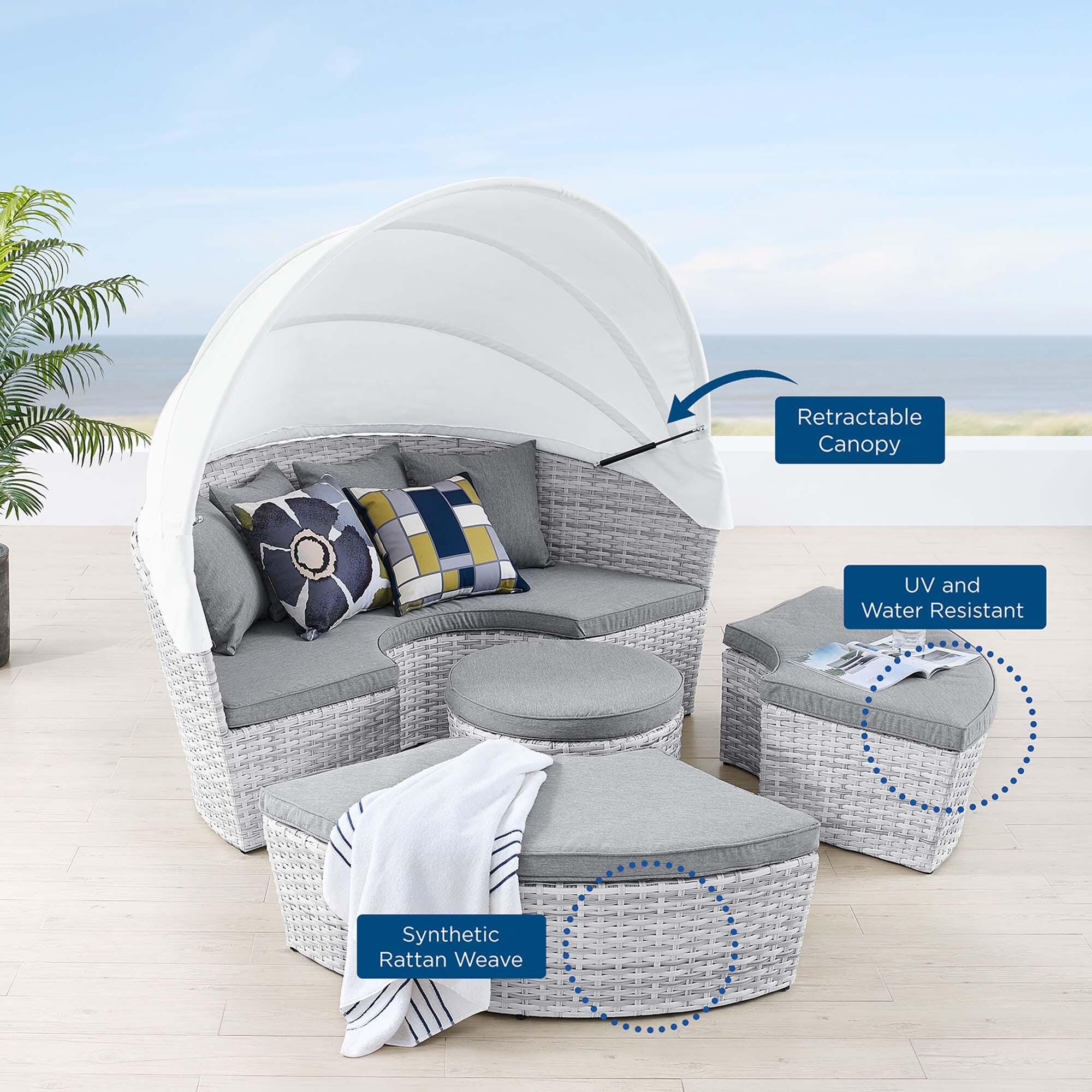 Modway Scottsdale Outdoor Daybed, Light Gray/Gray, large