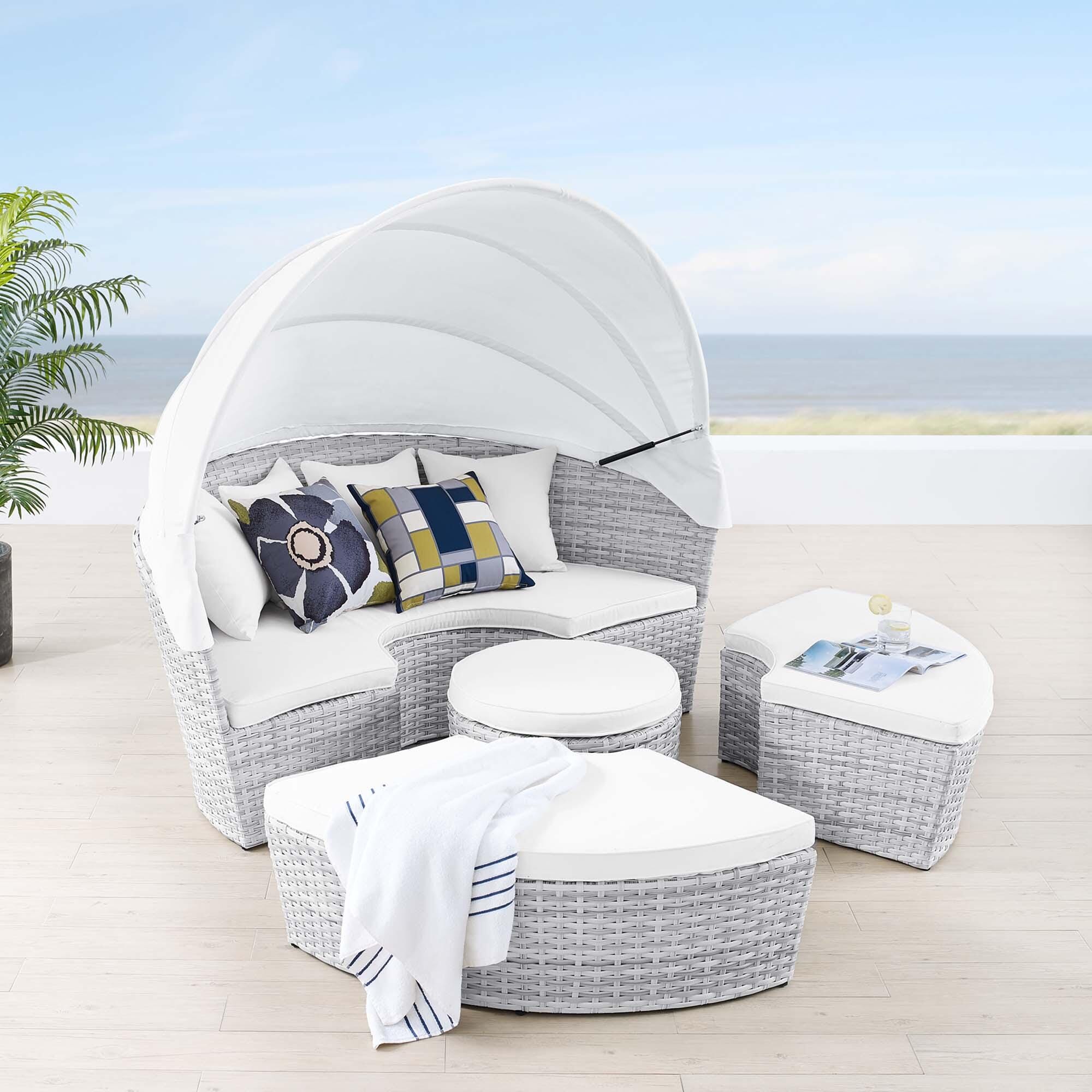 Modway Scottsdale Outdoor Daybed, Light Gray/White, large