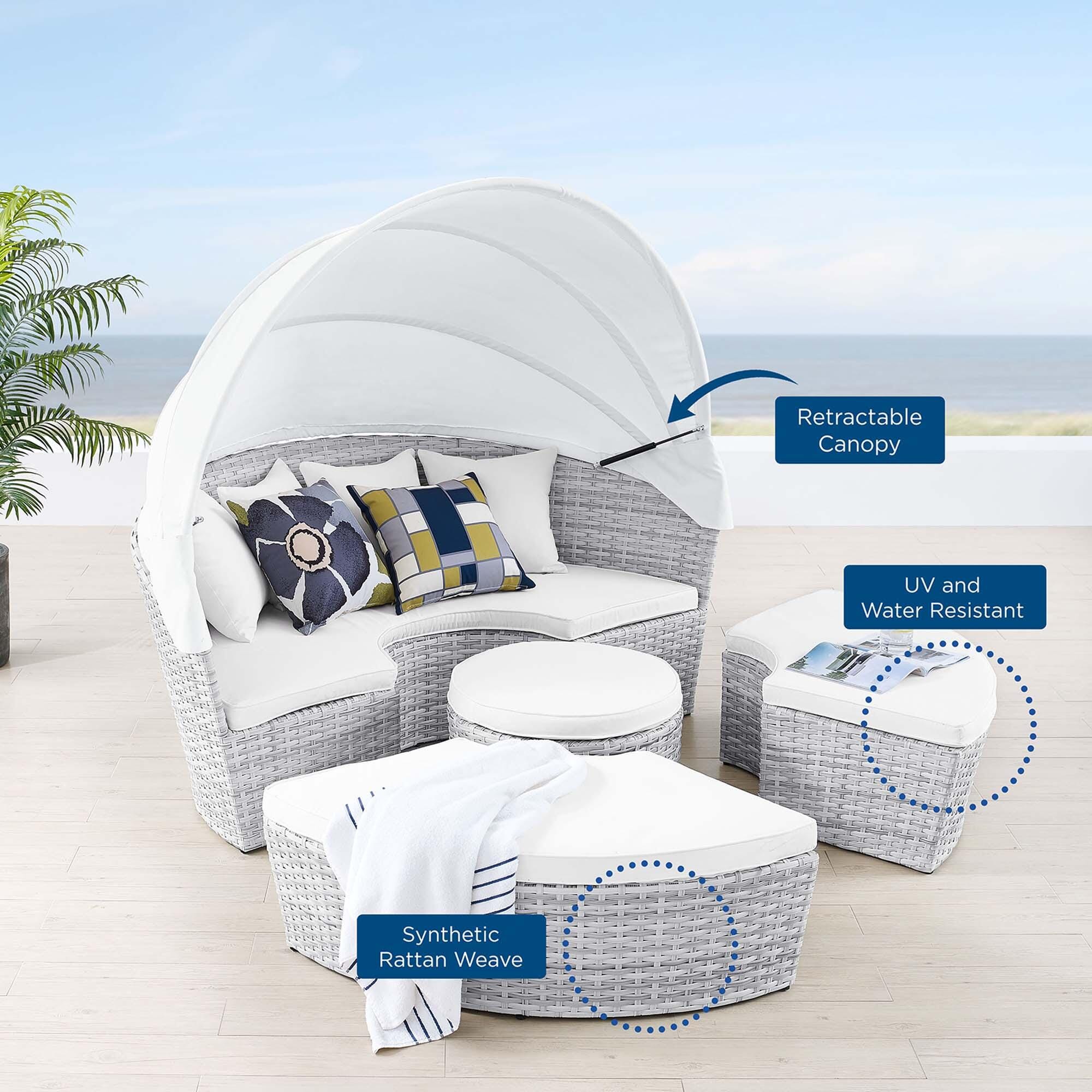 Modway Scottsdale Outdoor Daybed, Light Gray/White, large