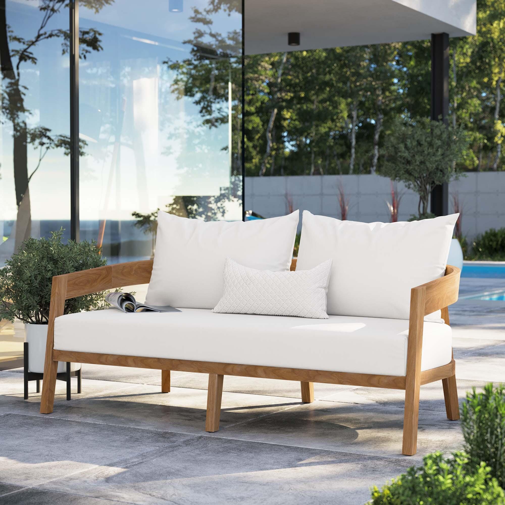 Modway Brisbane Outdoor Loveseat, Natural/White, large