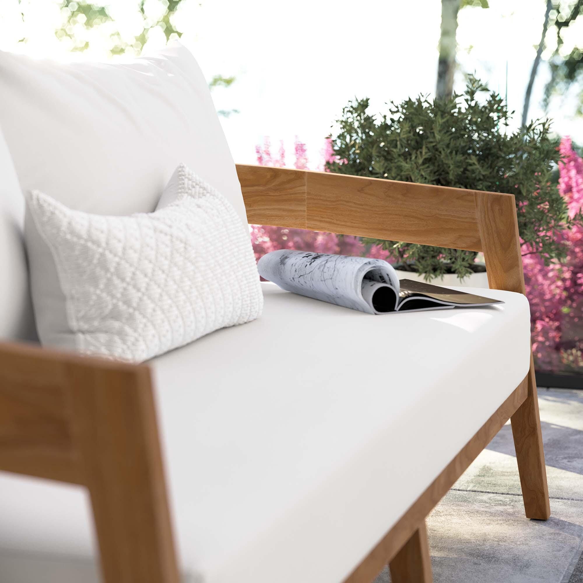 Modway Brisbane Outdoor Loveseat, Natural/White, large