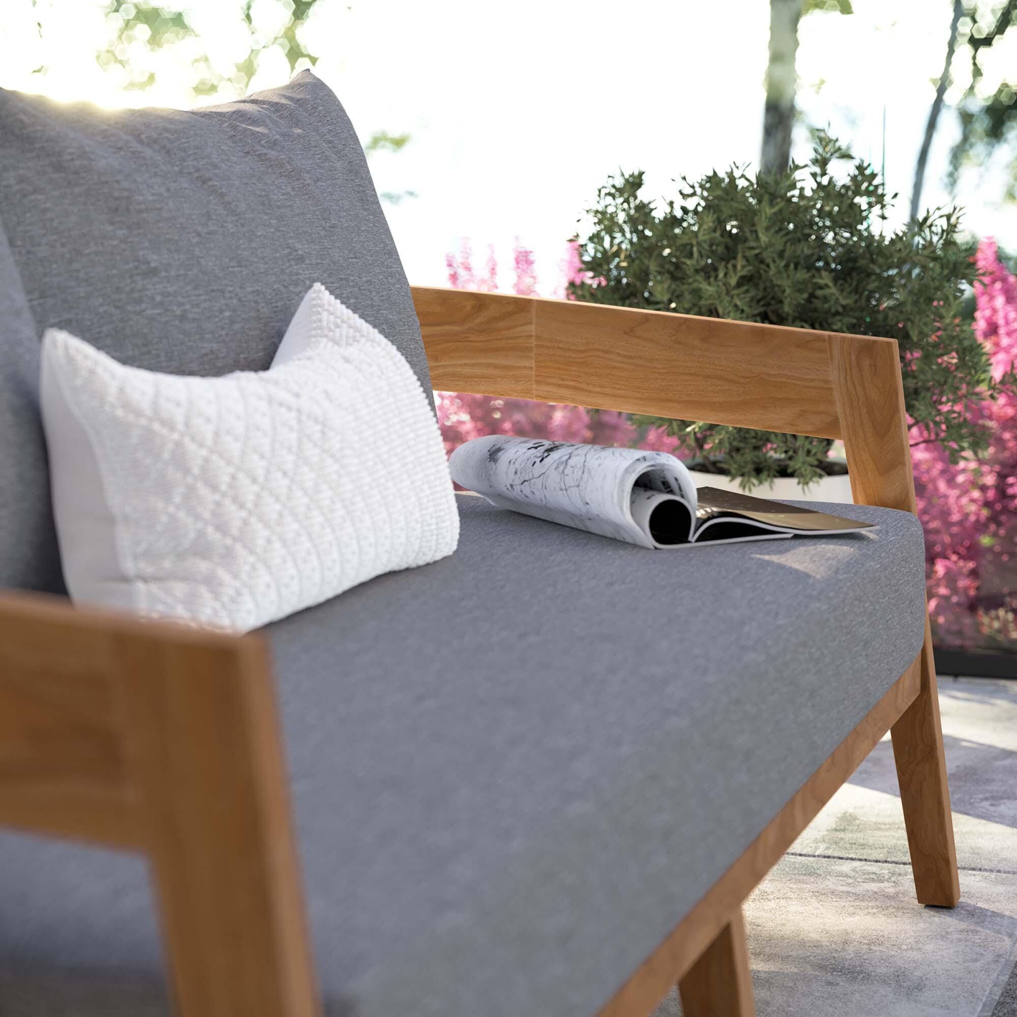Modway Brisbane Outdoor Loveseat, Natural/Gray, large