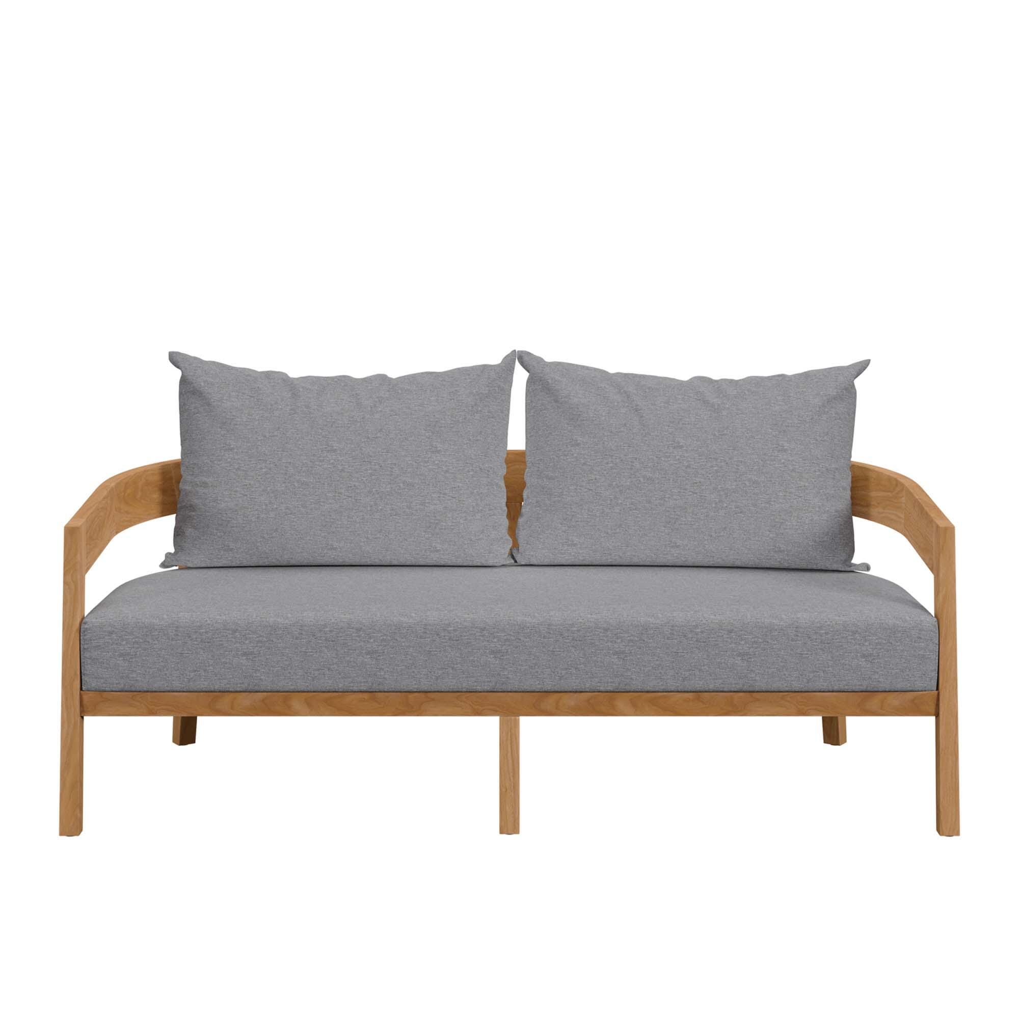 Modway Brisbane Outdoor Loveseat, Natural/Gray, large