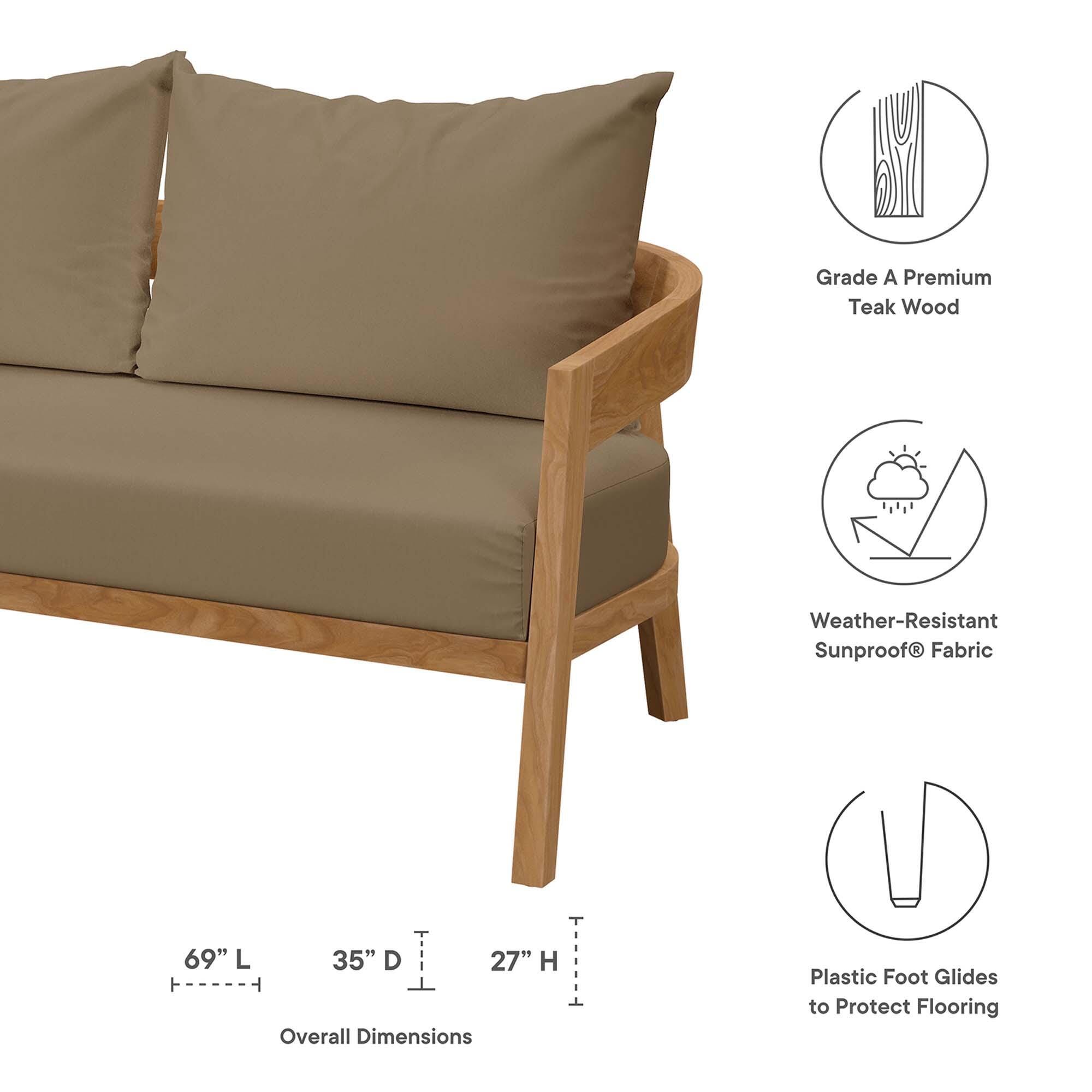Modway Brisbane Outdoor Loveseat, Natural/Light Brown, large