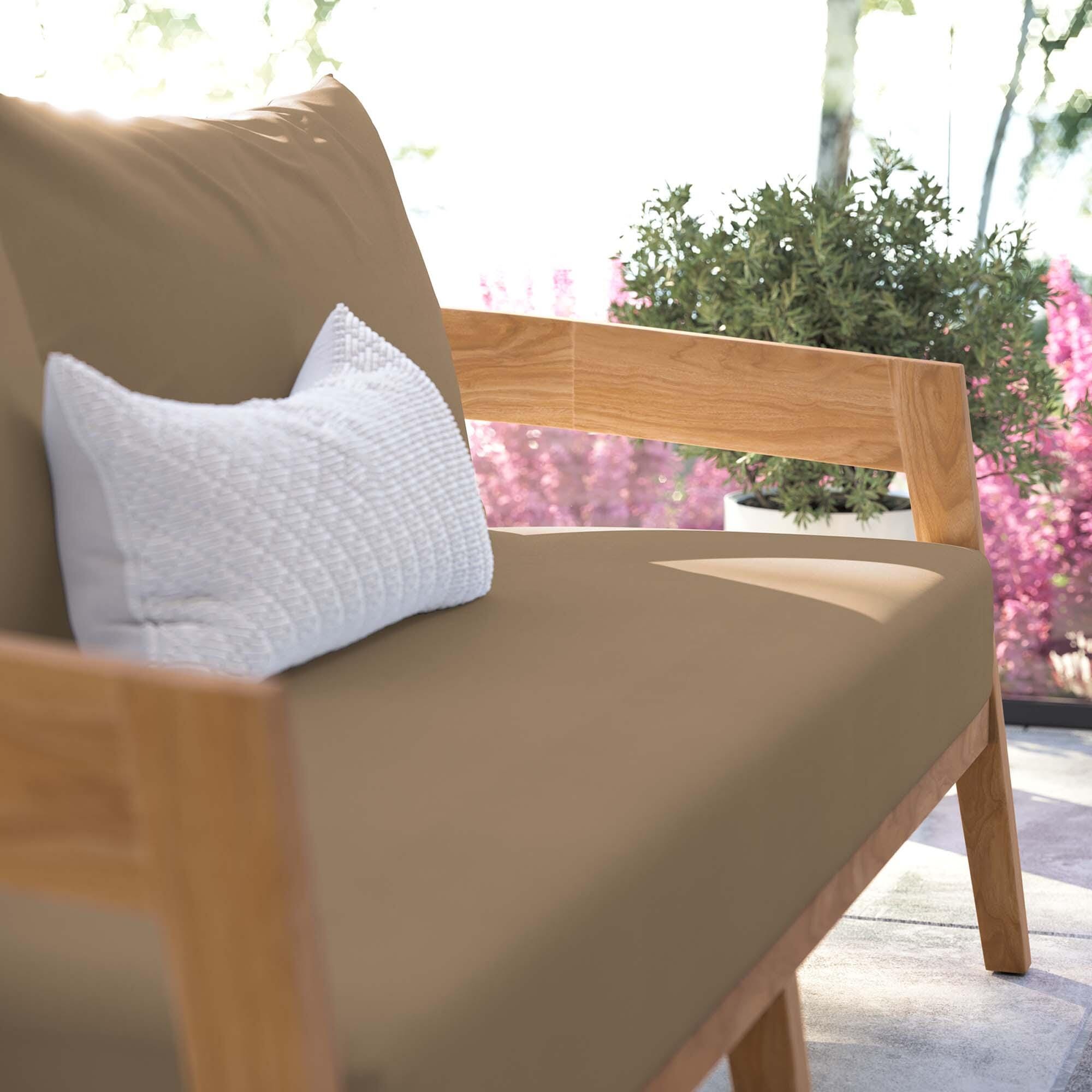 Modway Brisbane Outdoor Loveseat, Natural/Light Brown, large
