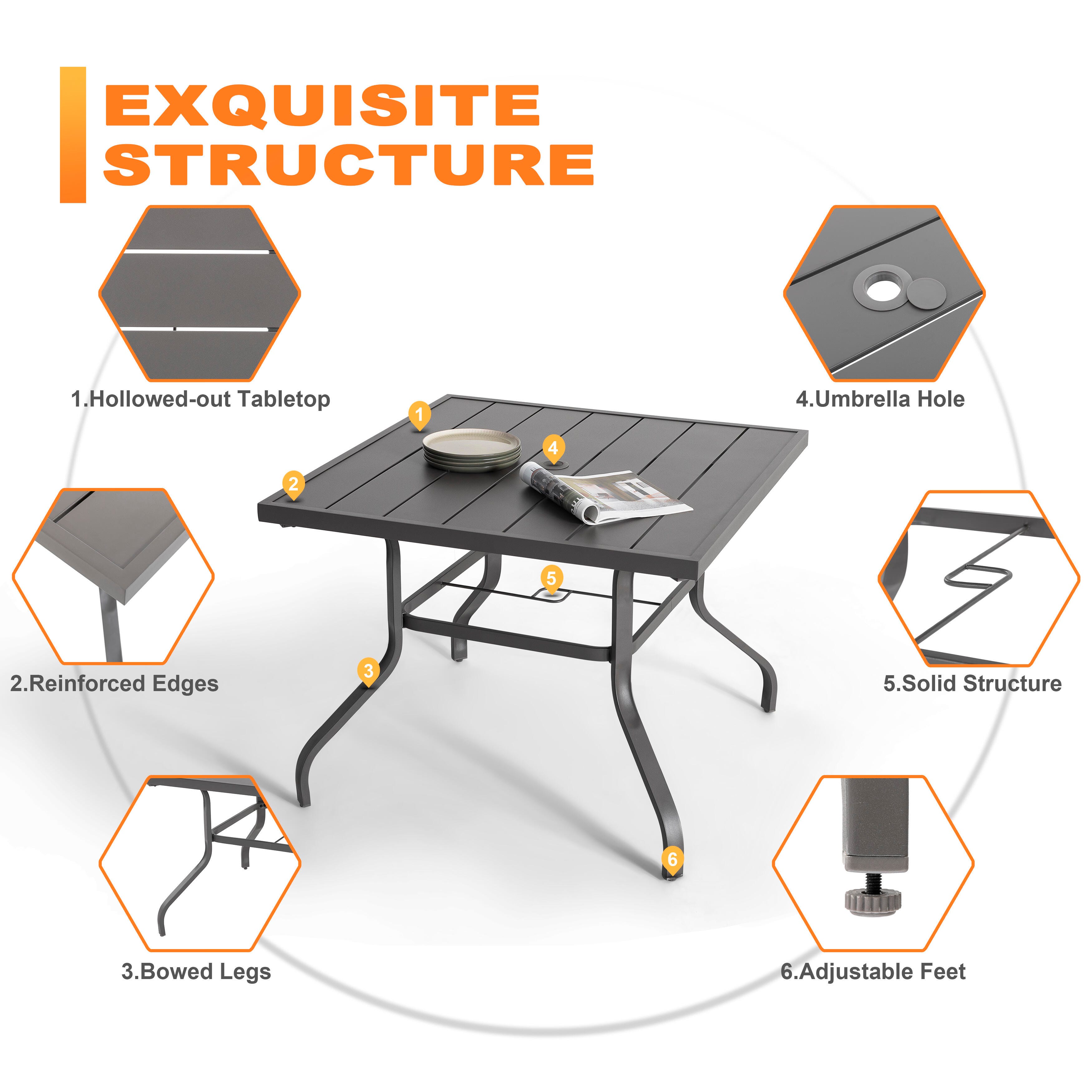 Nuu Garden Outdoor Dining Table With Umbrella, , large