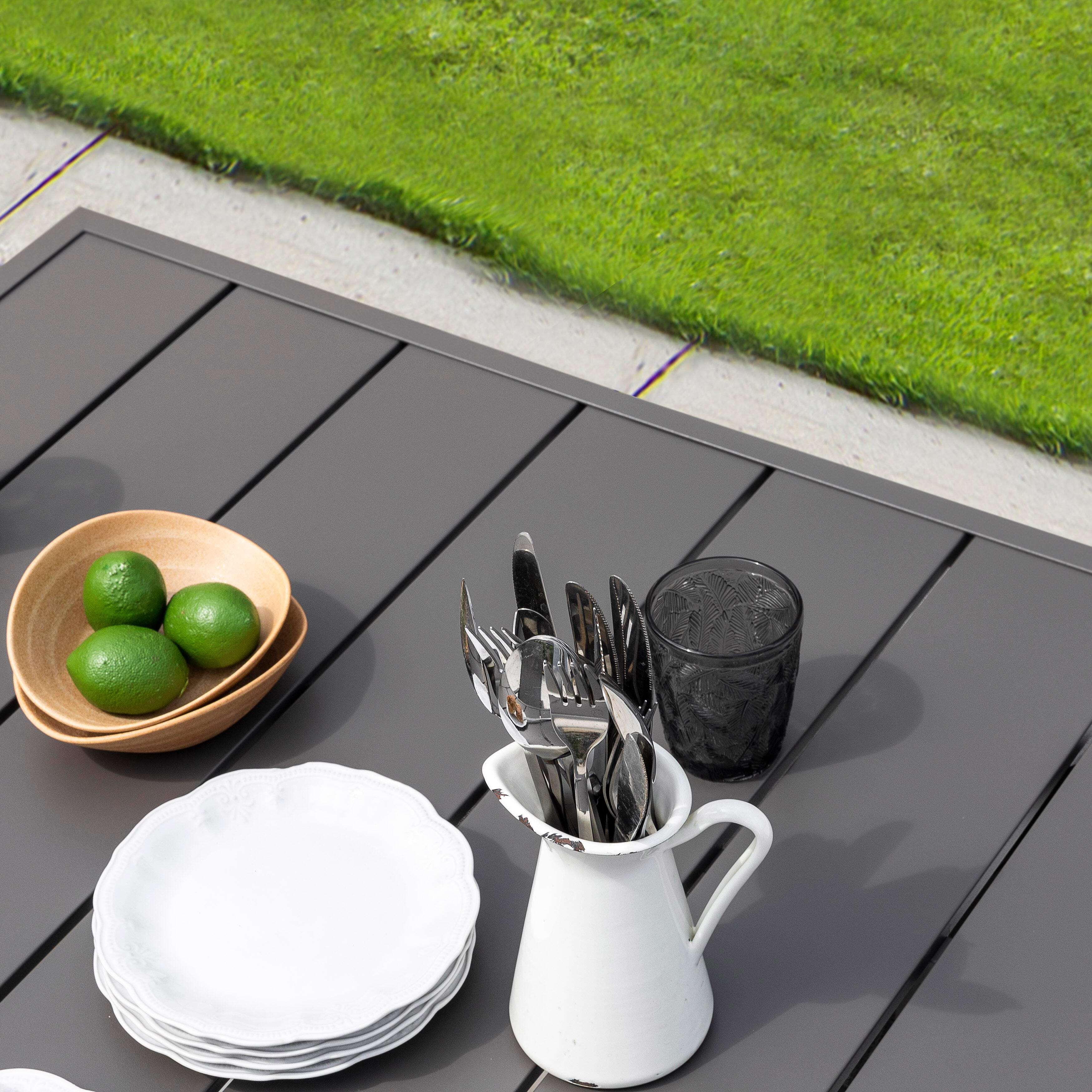 Nuu Garden Outdoor Dining Table With Umbrella, , large
