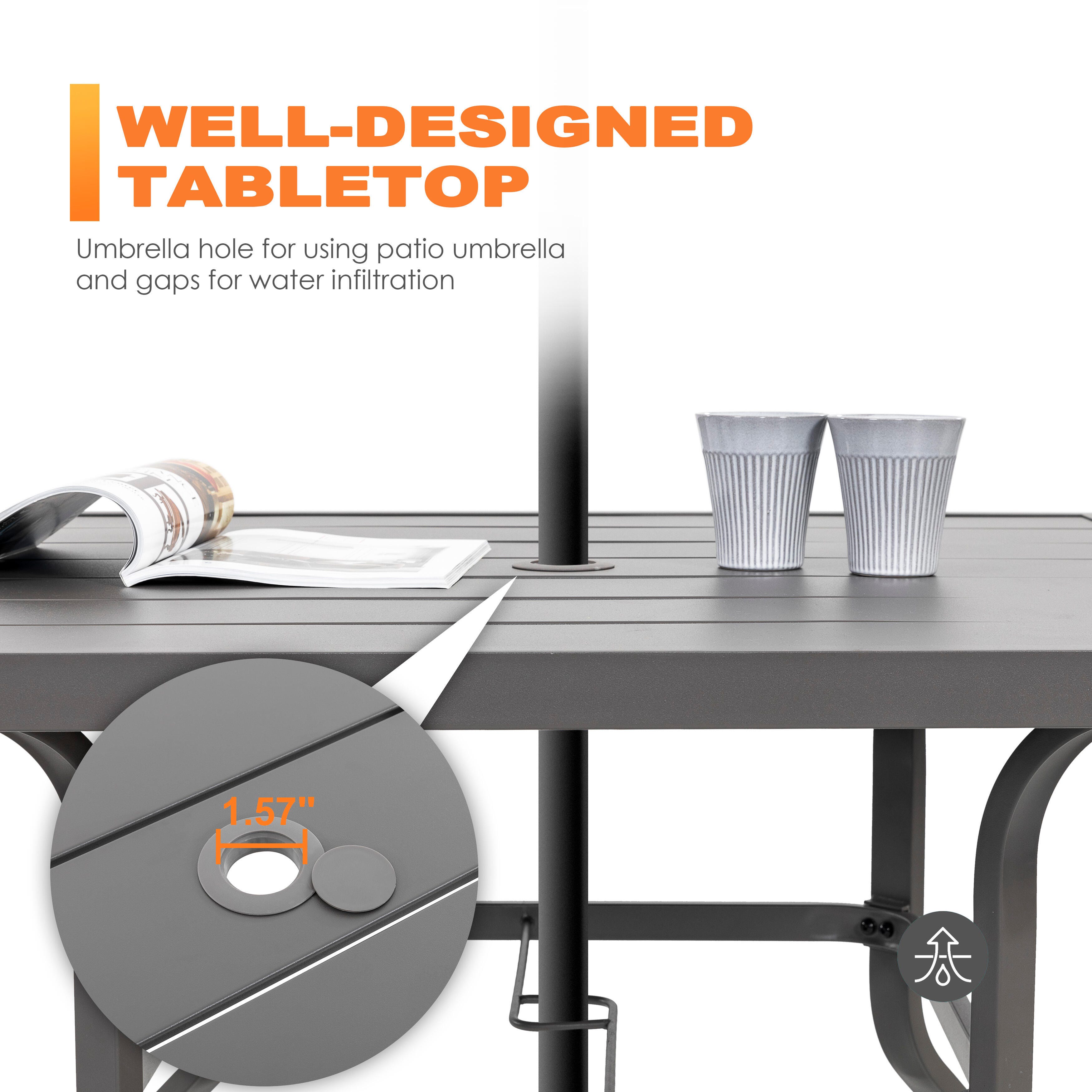 Nuu Garden Outdoor Dining Table With Umbrella, , large
