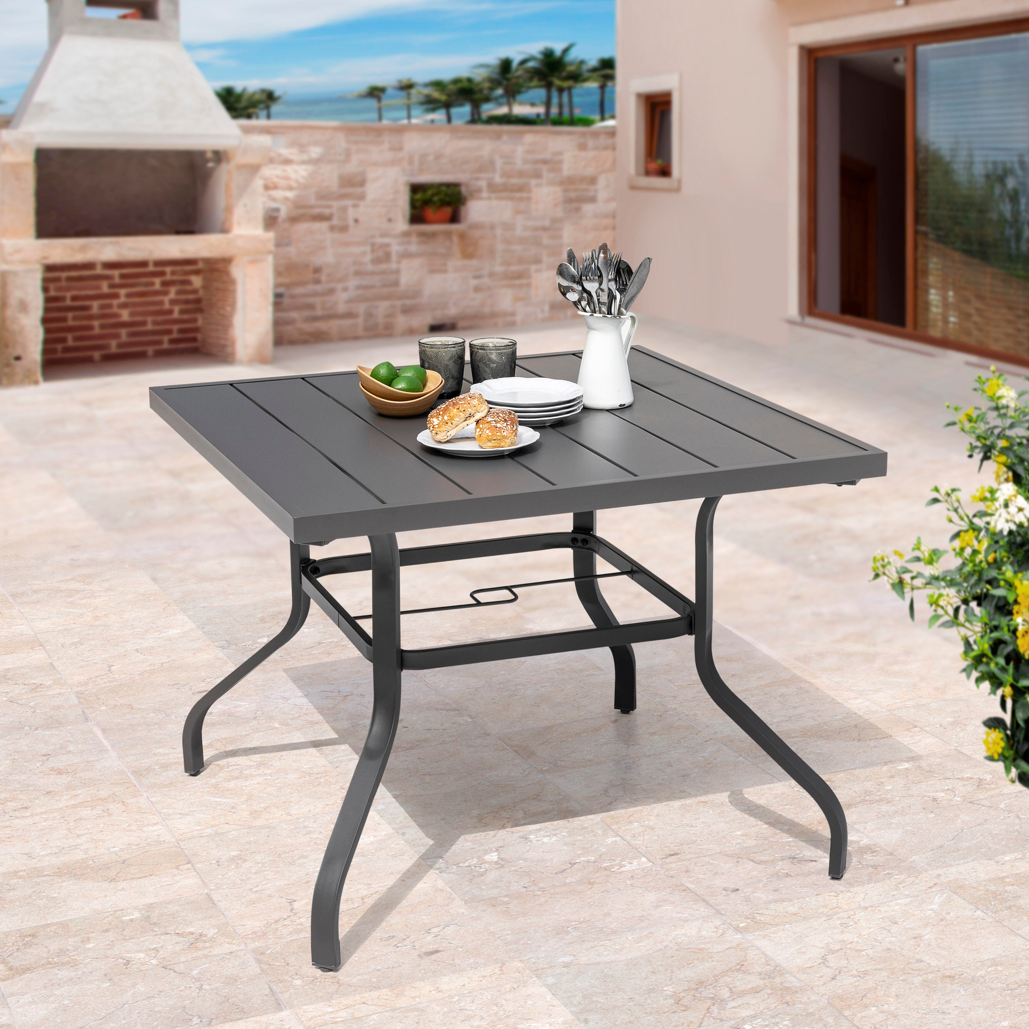 Nuu Garden Outdoor Dining Table With Umbrella, , large