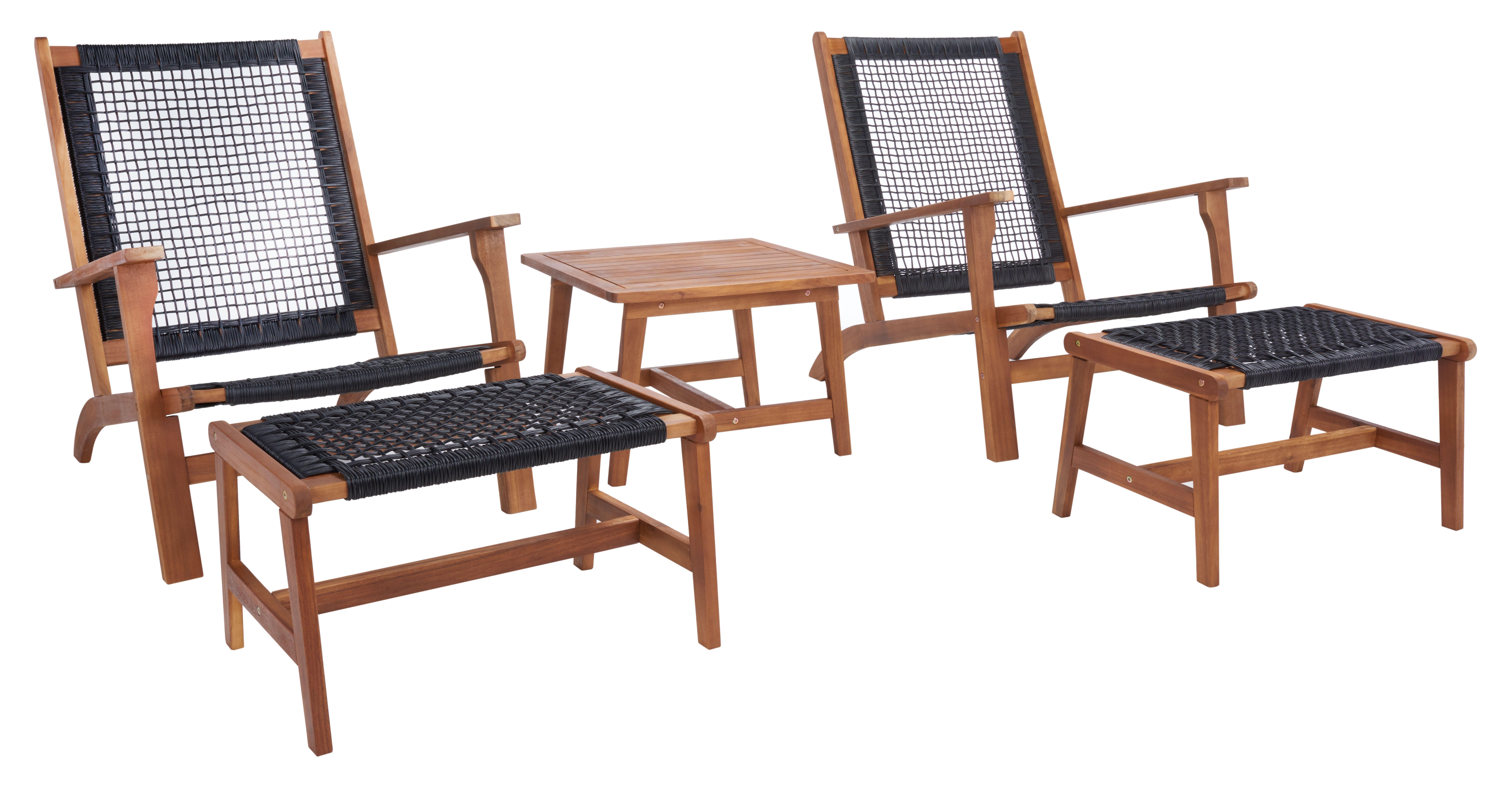 Safavieh Chantelle Outdoor Conversation Set, Natural/Black, large
