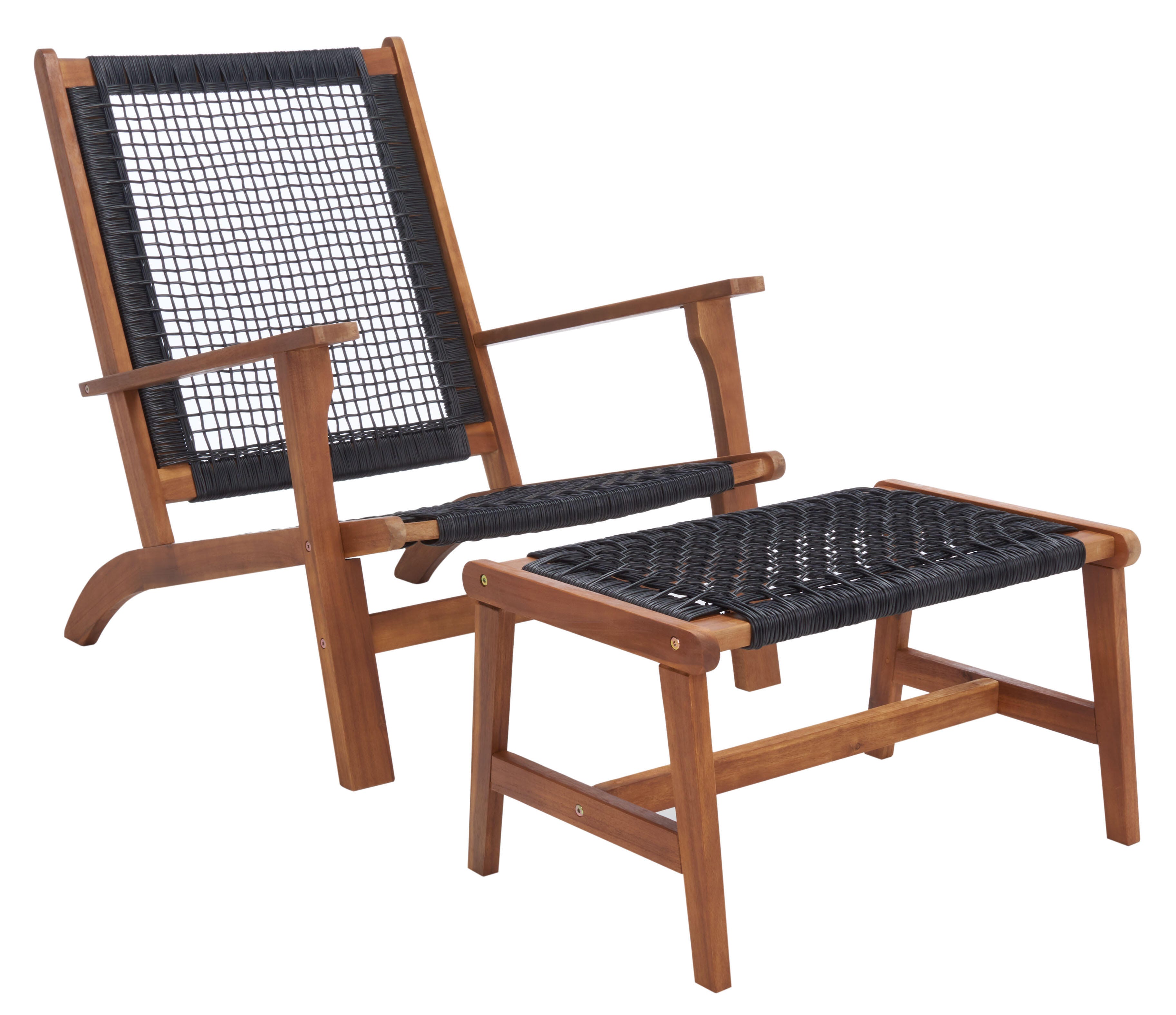Safavieh Chantelle Outdoor Conversation Set, Natural/Black, large