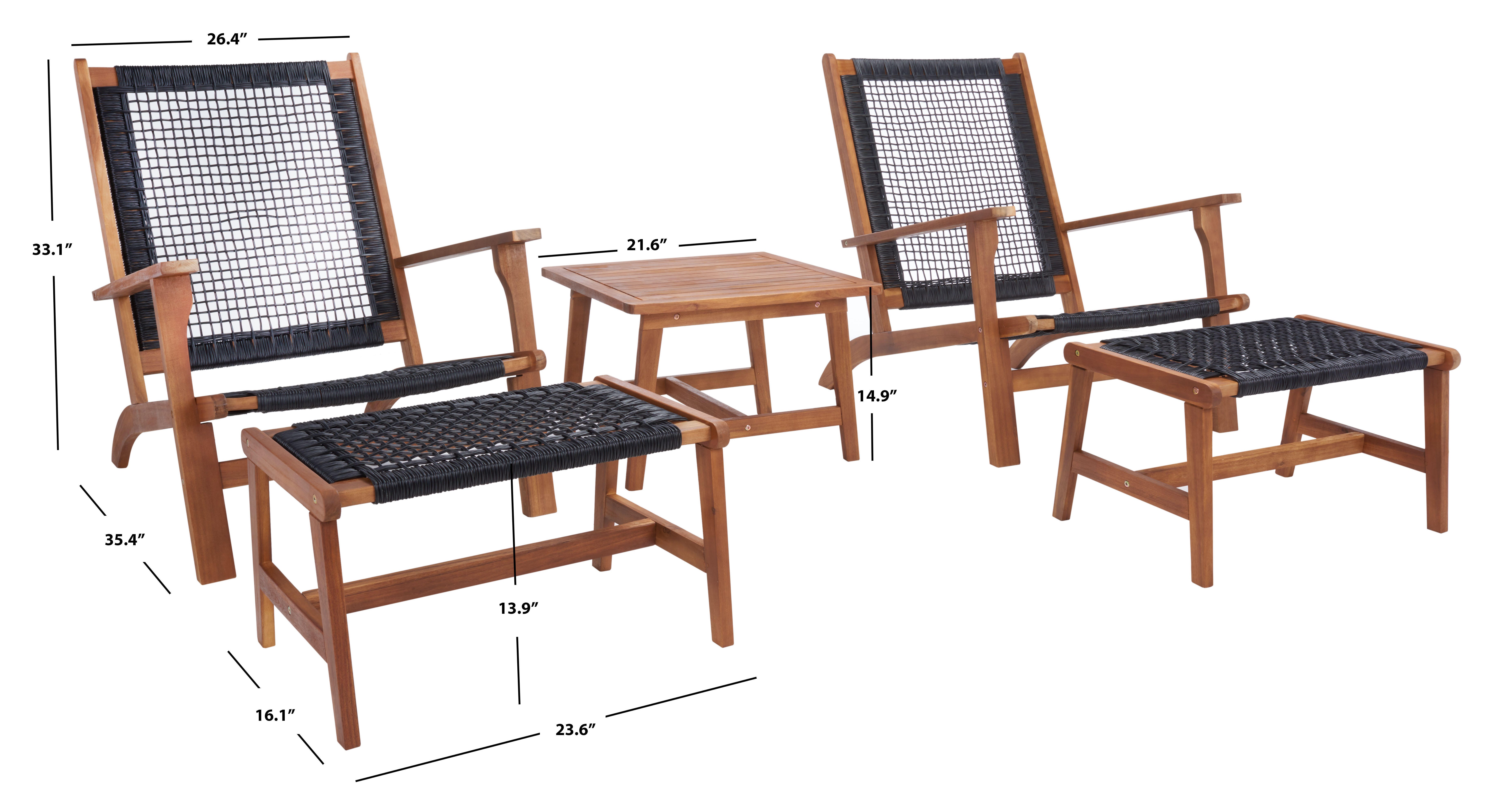 Safavieh Chantelle Outdoor Conversation Set, Natural/Black, large