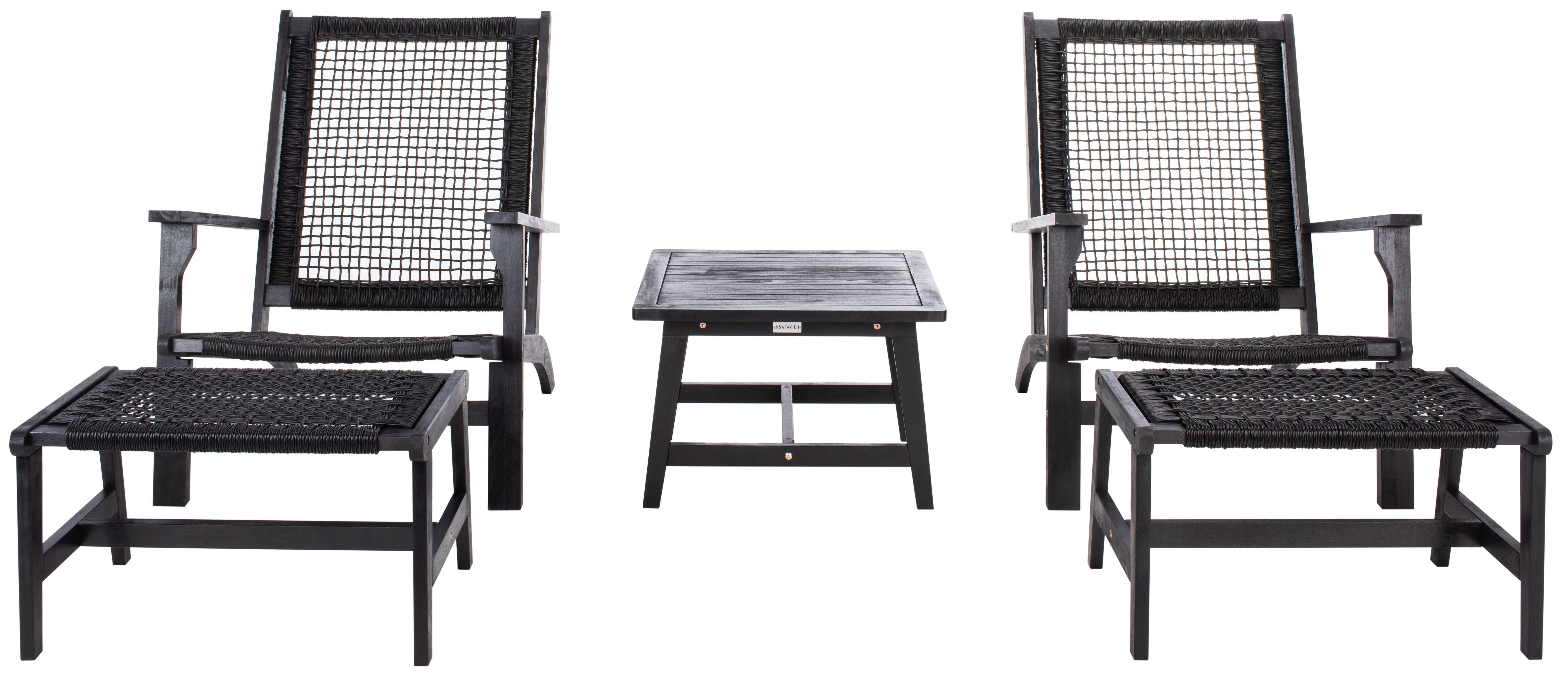 Safavieh Chantelle Outdoor Conversation Set, Black/Black, large