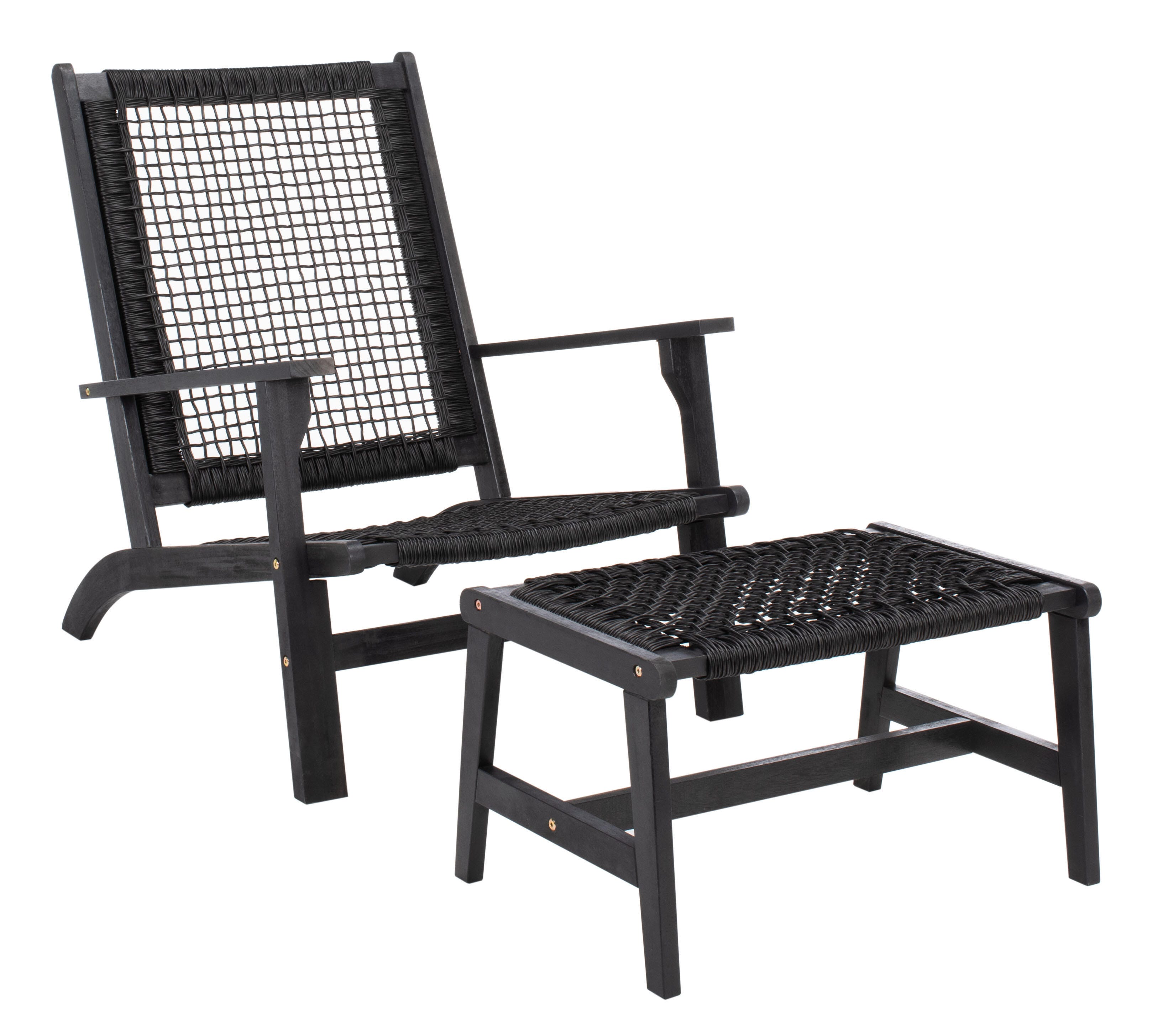 Safavieh Chantelle Outdoor Conversation Set, Black/Black, large