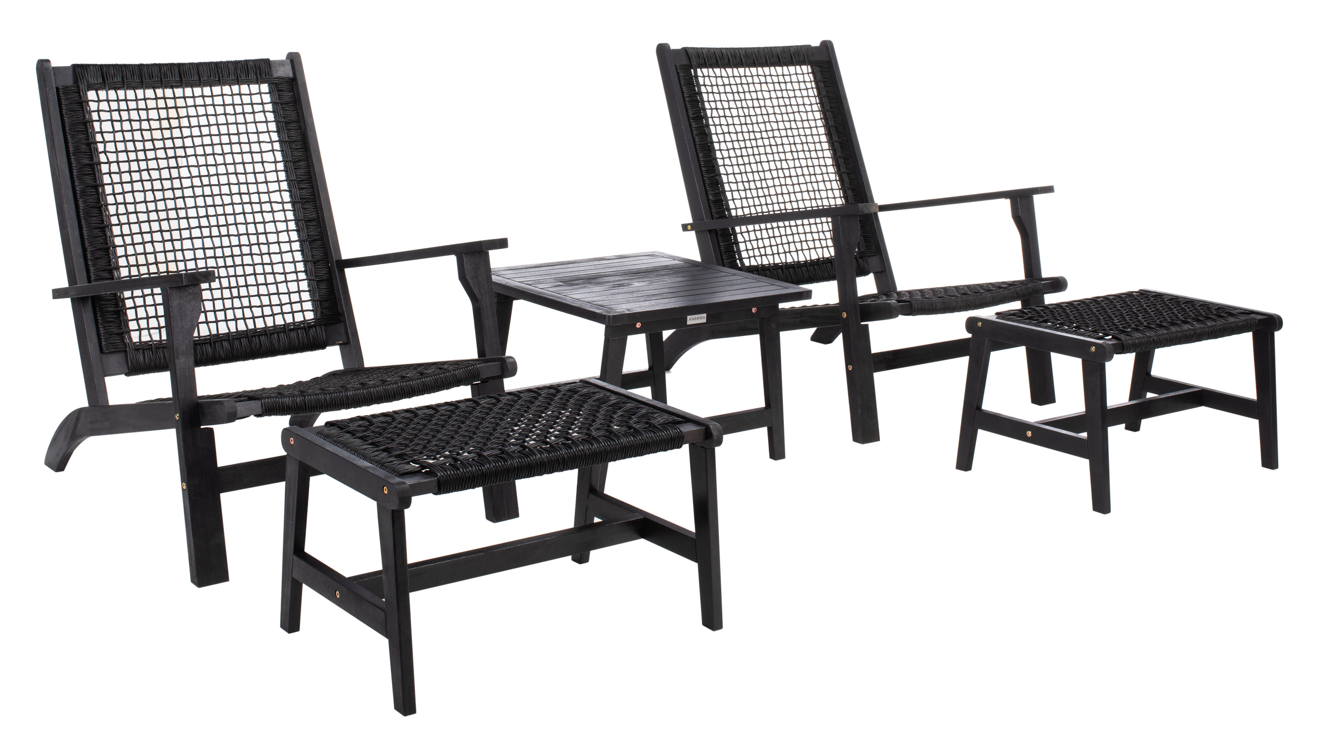 Safavieh Chantelle Outdoor Conversation Set, Black/Black, large