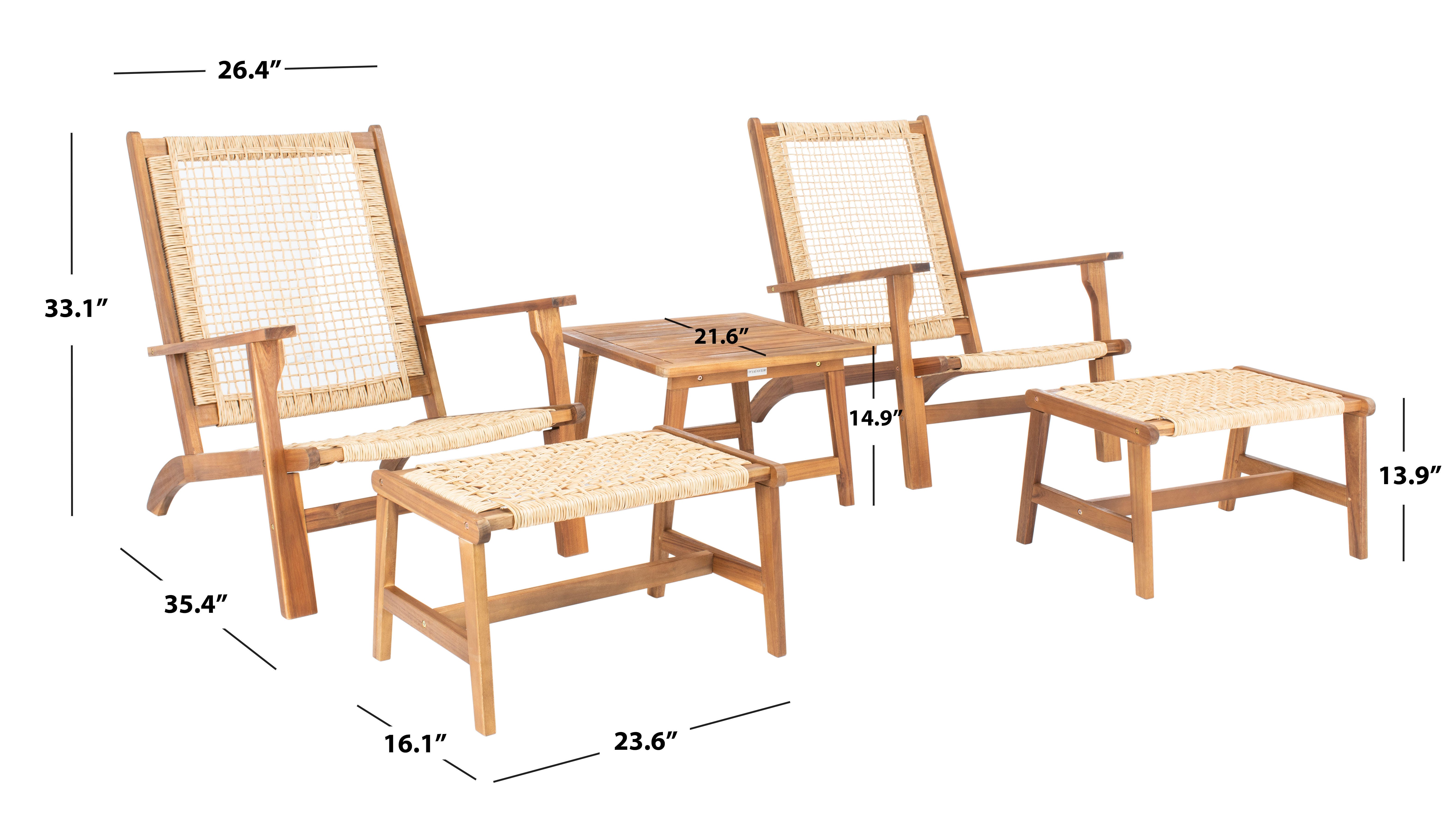 Safavieh Chantelle Outdoor Conversation Set, Natural/Natural, large