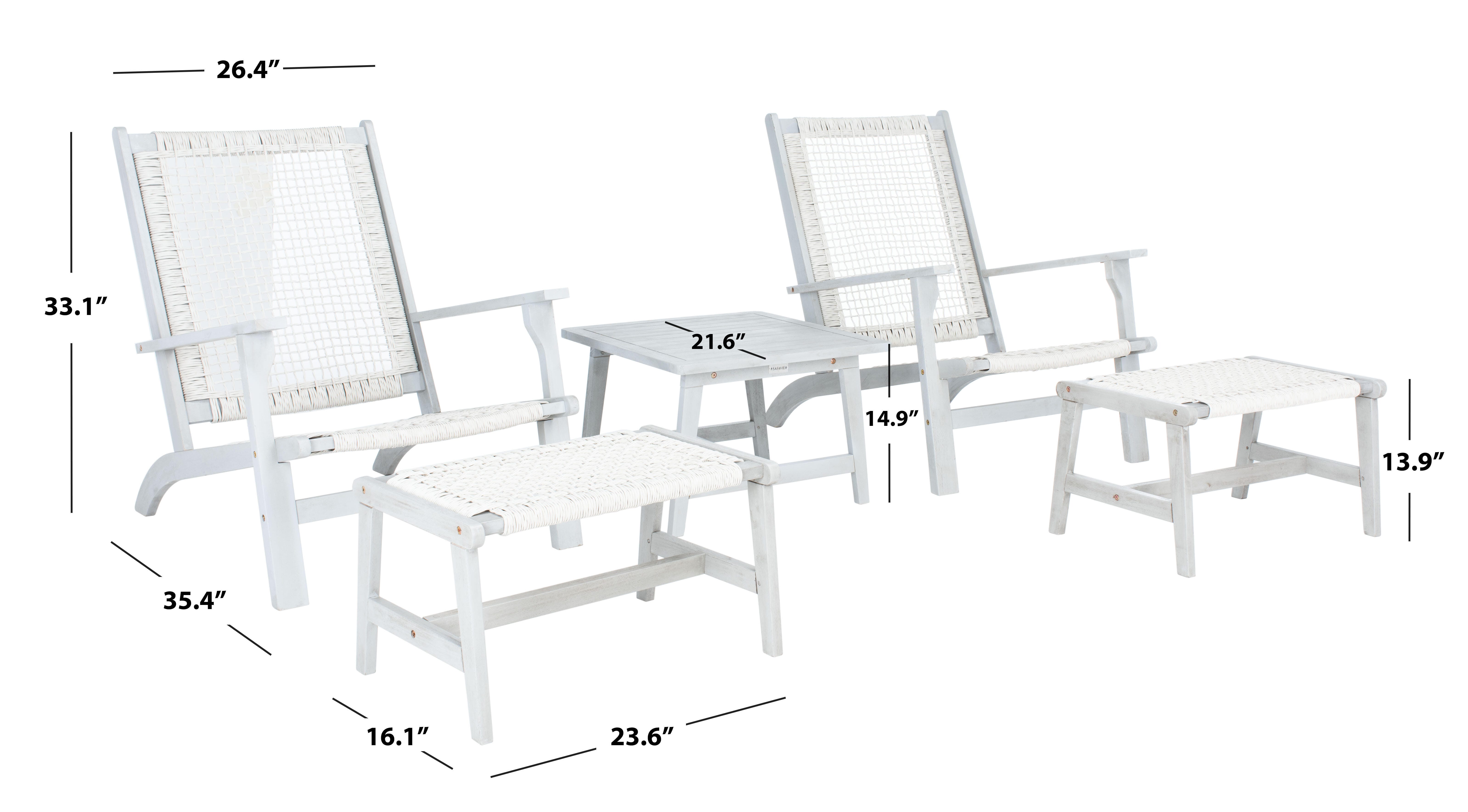 Safavieh Chantelle Outdoor Conversation Set, Gray/Gray, large