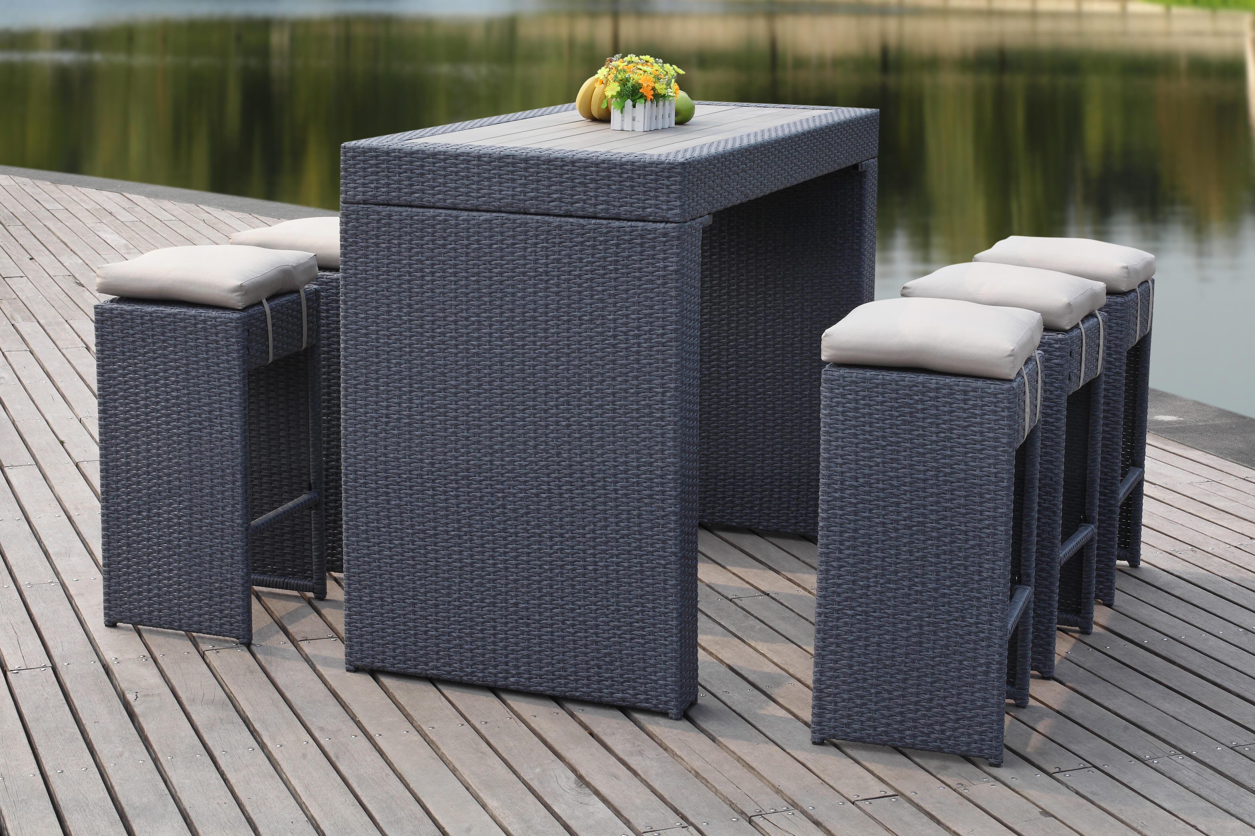 Safavieh Sanders Outdoor Bar Table and 2 Bar Stools, , large