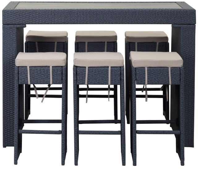 Safavieh Sanders Outdoor Bar Table and 6 Bar Stools