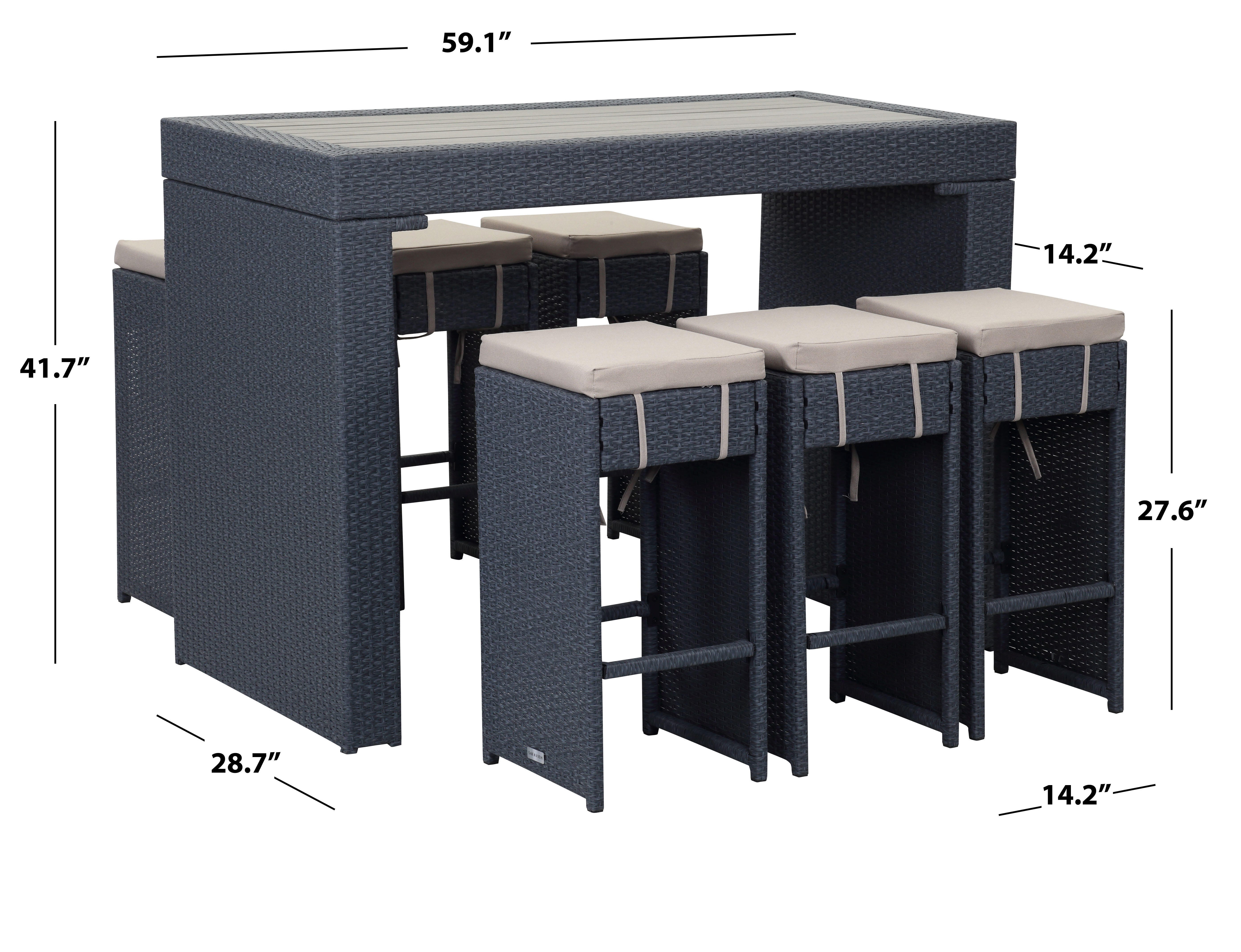 Safavieh Sanders Outdoor Bar Table and 2 Bar Stools, , large