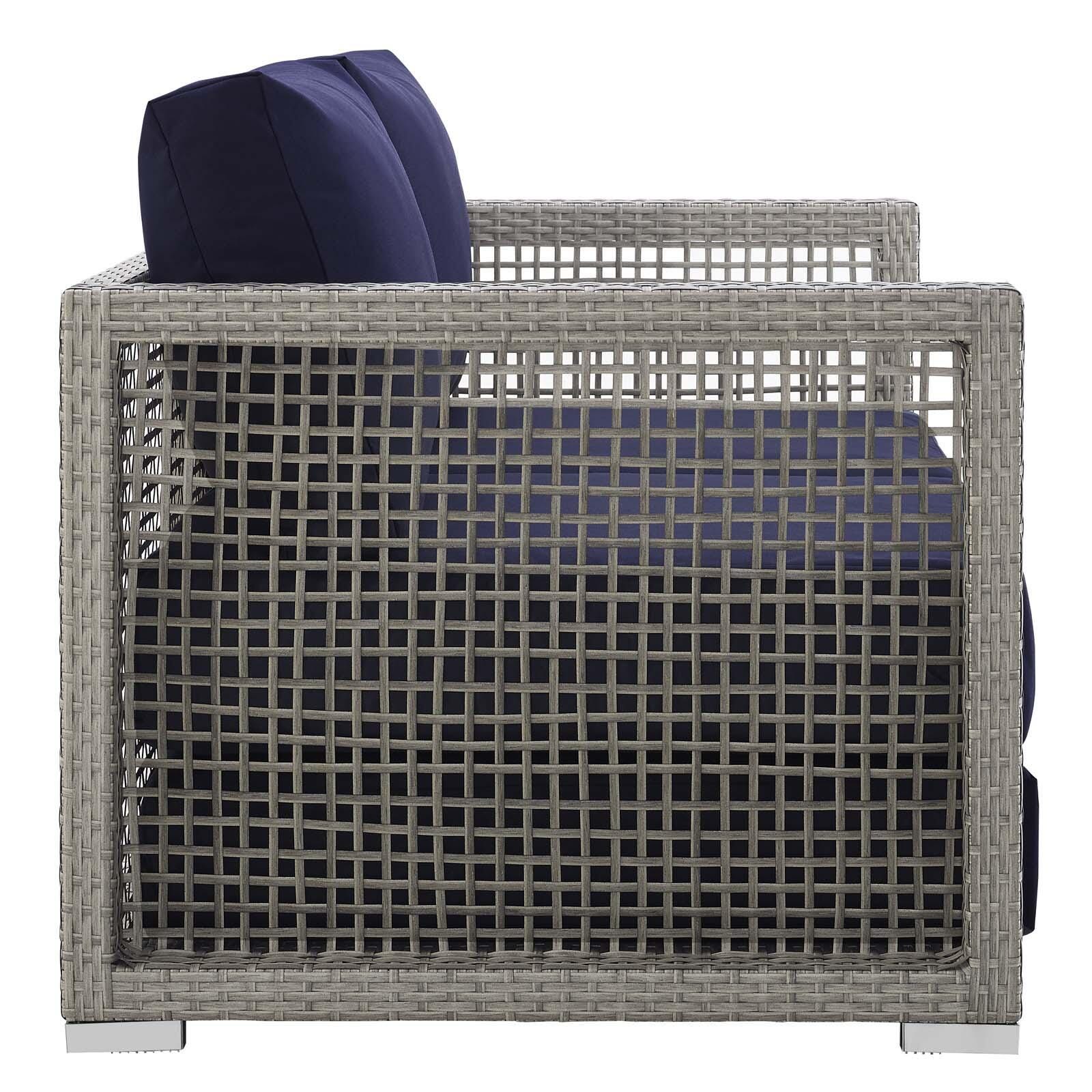 Modway Aura Outdoor Patio Rattan Loveseat, Gray/Navy, large