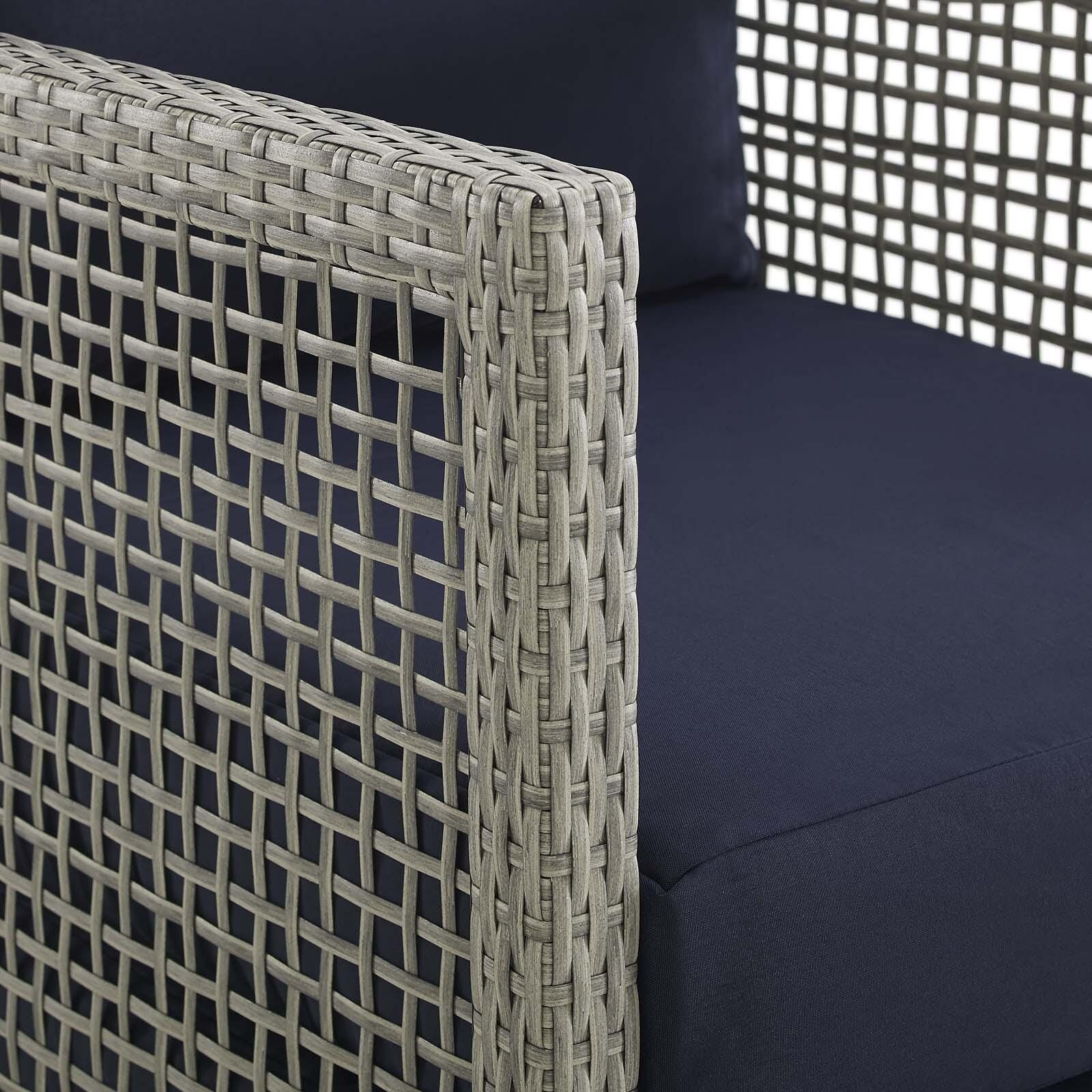 Modway Aura Outdoor Patio Rattan Loveseat, Gray/Navy, large