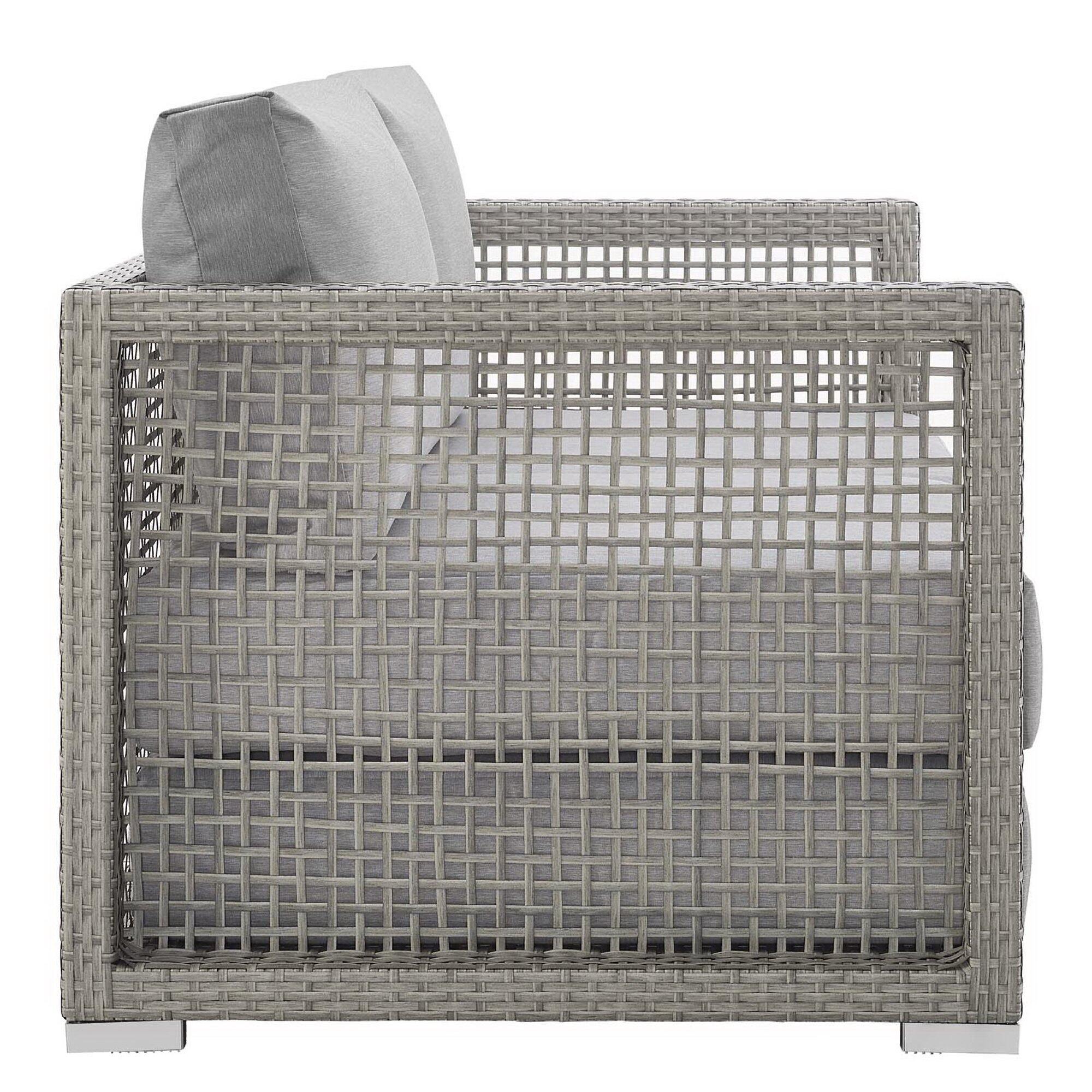 Modway Aura Outdoor Patio Rattan Loveseat, Gray/Gray, large