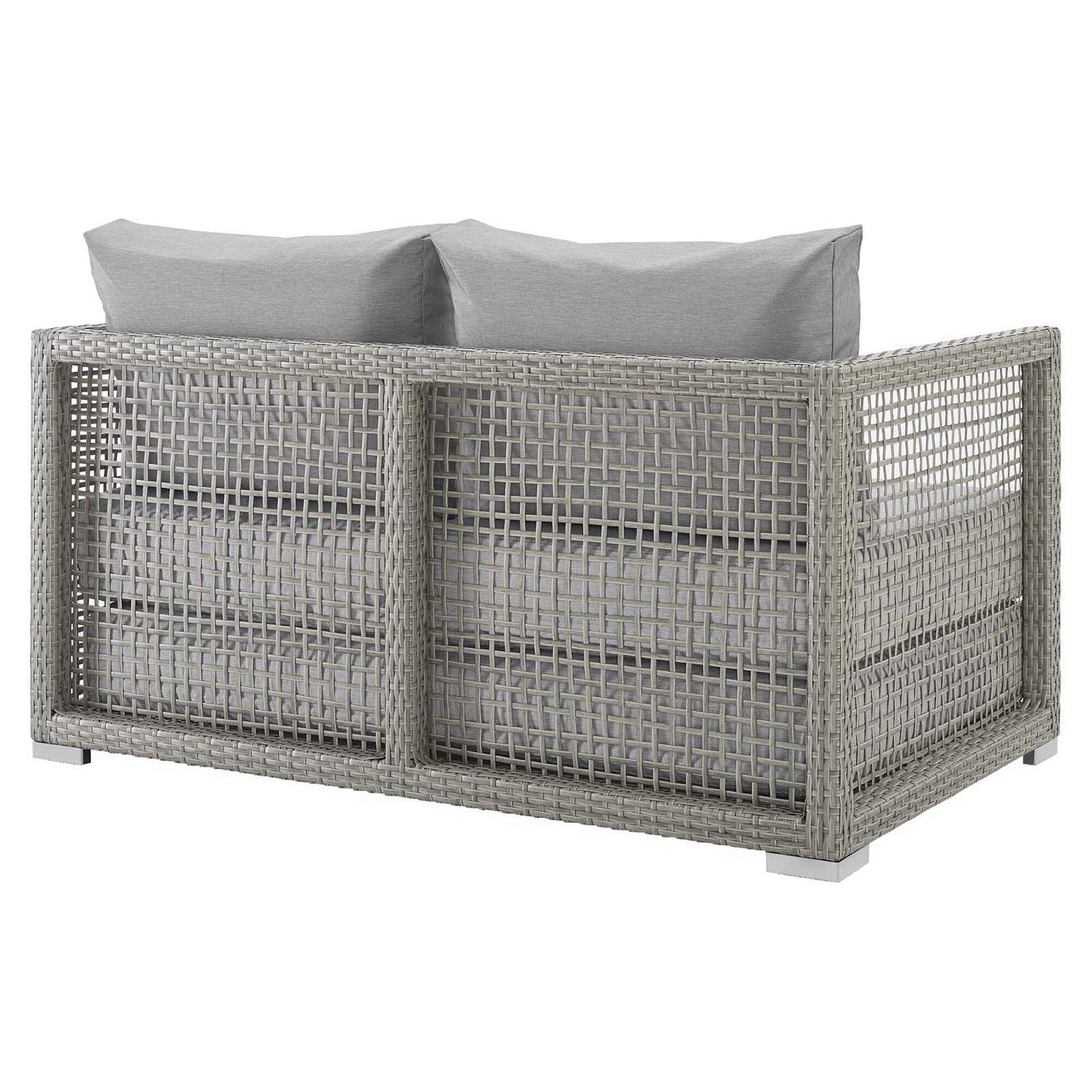 Modway Aura Outdoor Patio Rattan Loveseat, Gray/Gray, large
