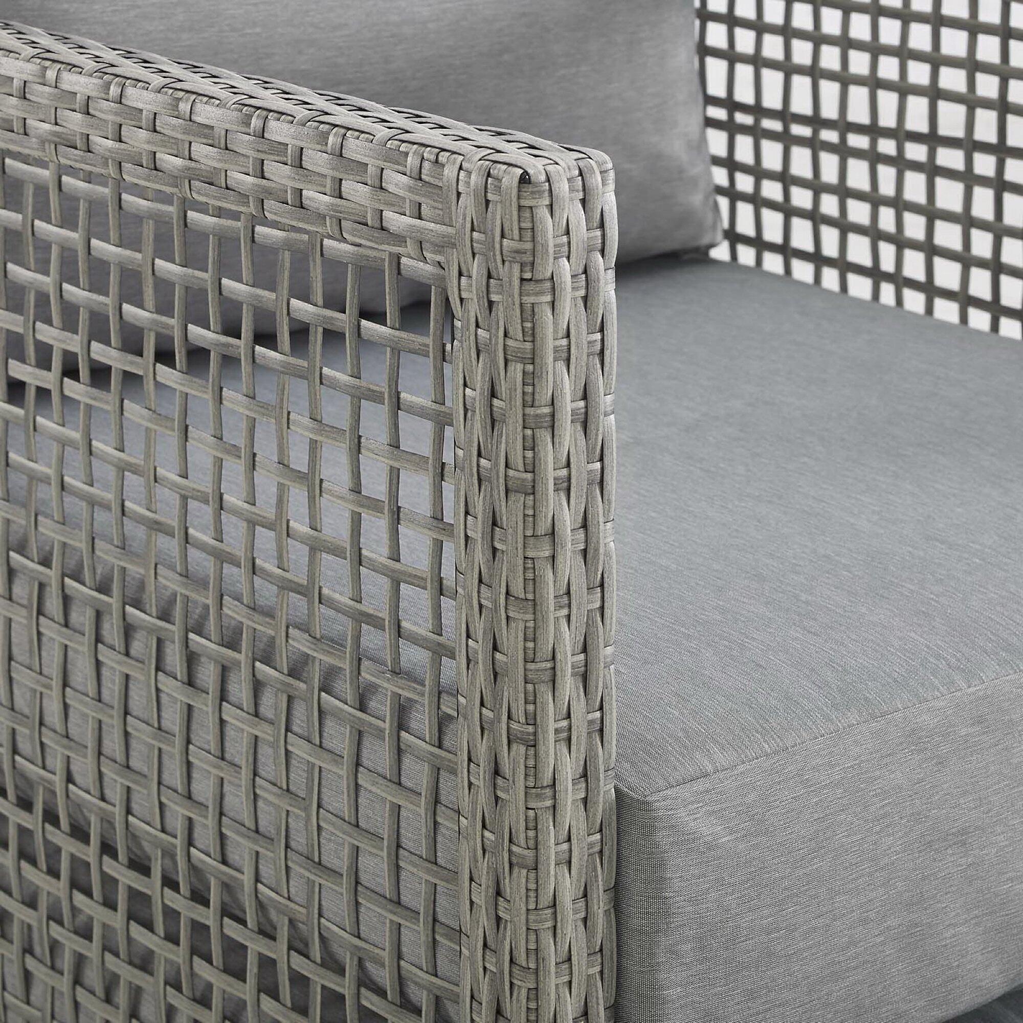 Modway Aura Outdoor Patio Rattan Loveseat, Gray/Gray, large