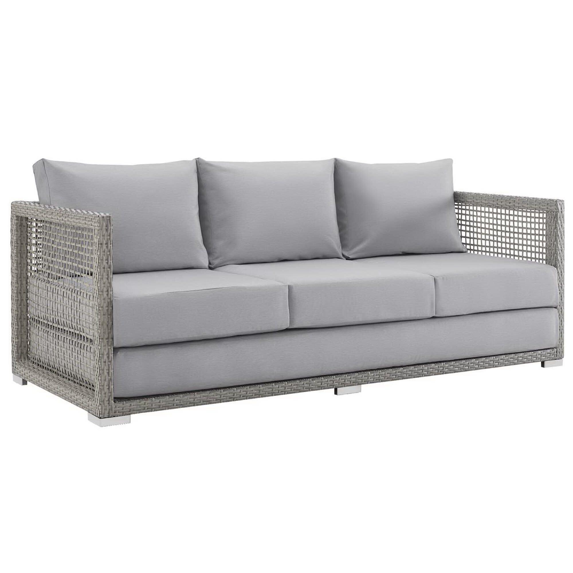 Modway Aura Outdoor Sofa, Gray/Gray, large