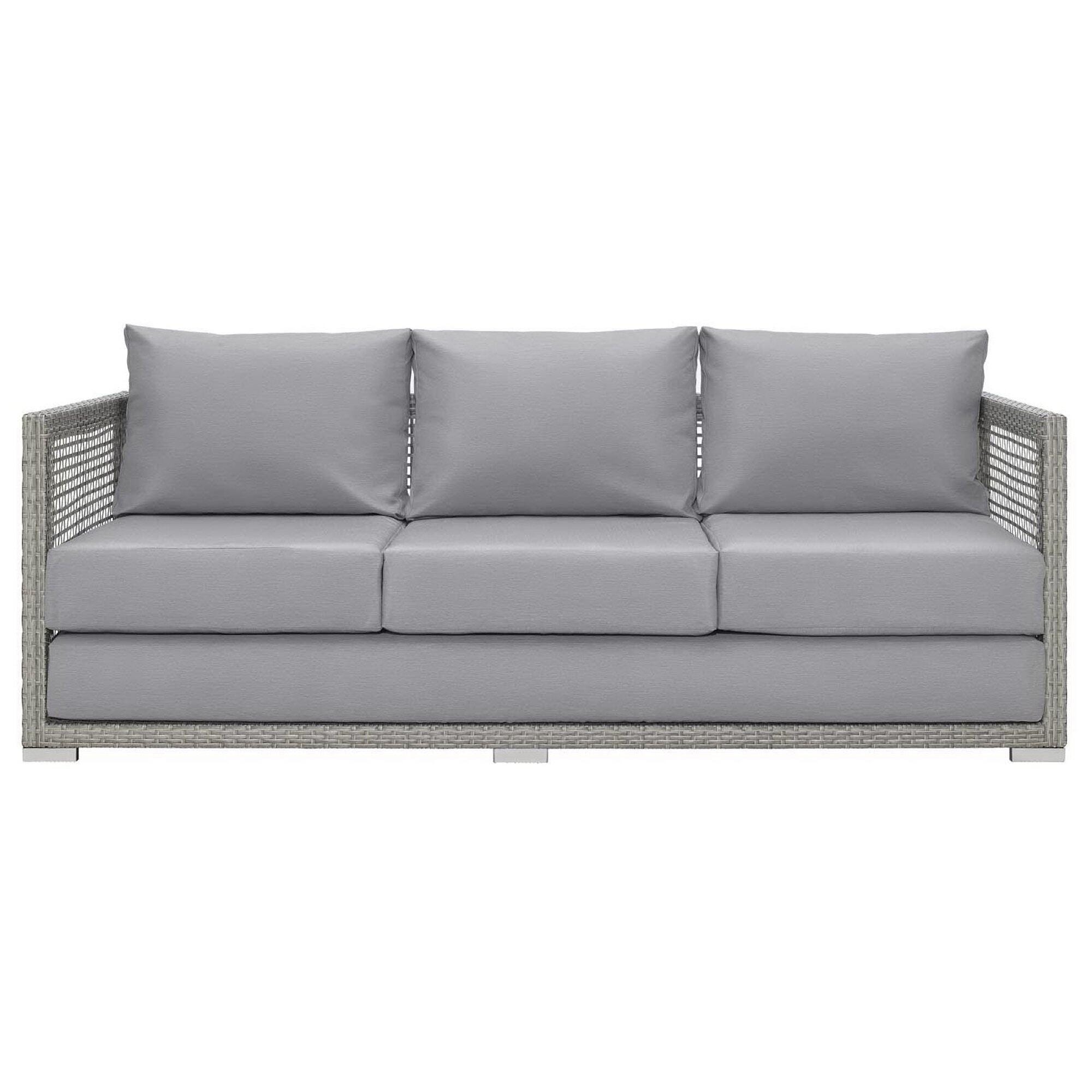 Modway Aura Outdoor Sofa, Gray/Gray, large