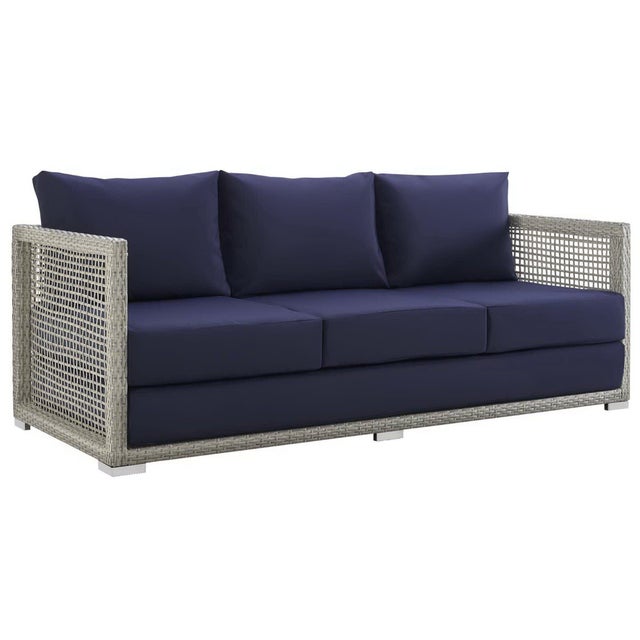 Modway Aura Outdoor Sofa, Gray/Navy