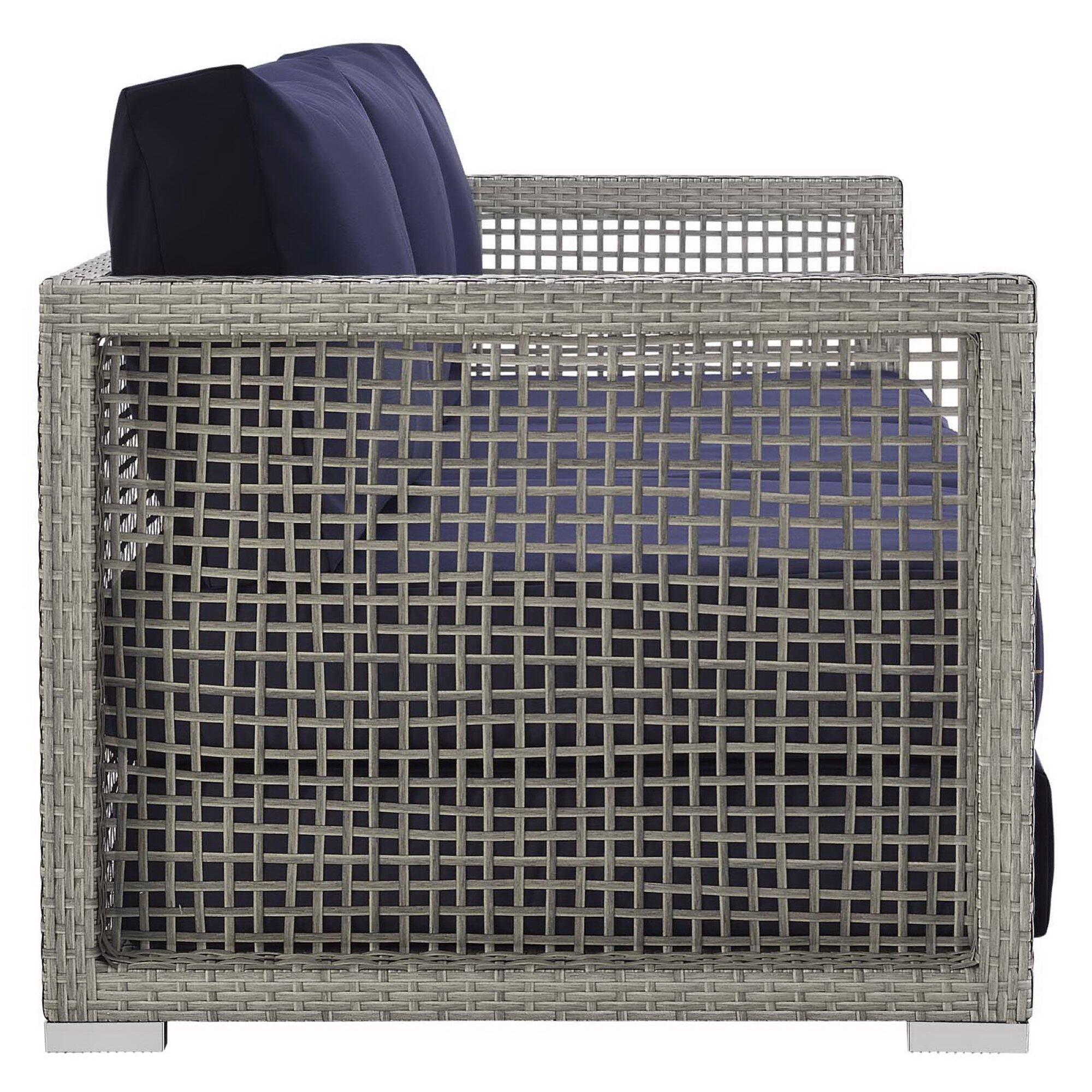 Modway Aura Outdoor Sofa, Gray/Navy, large