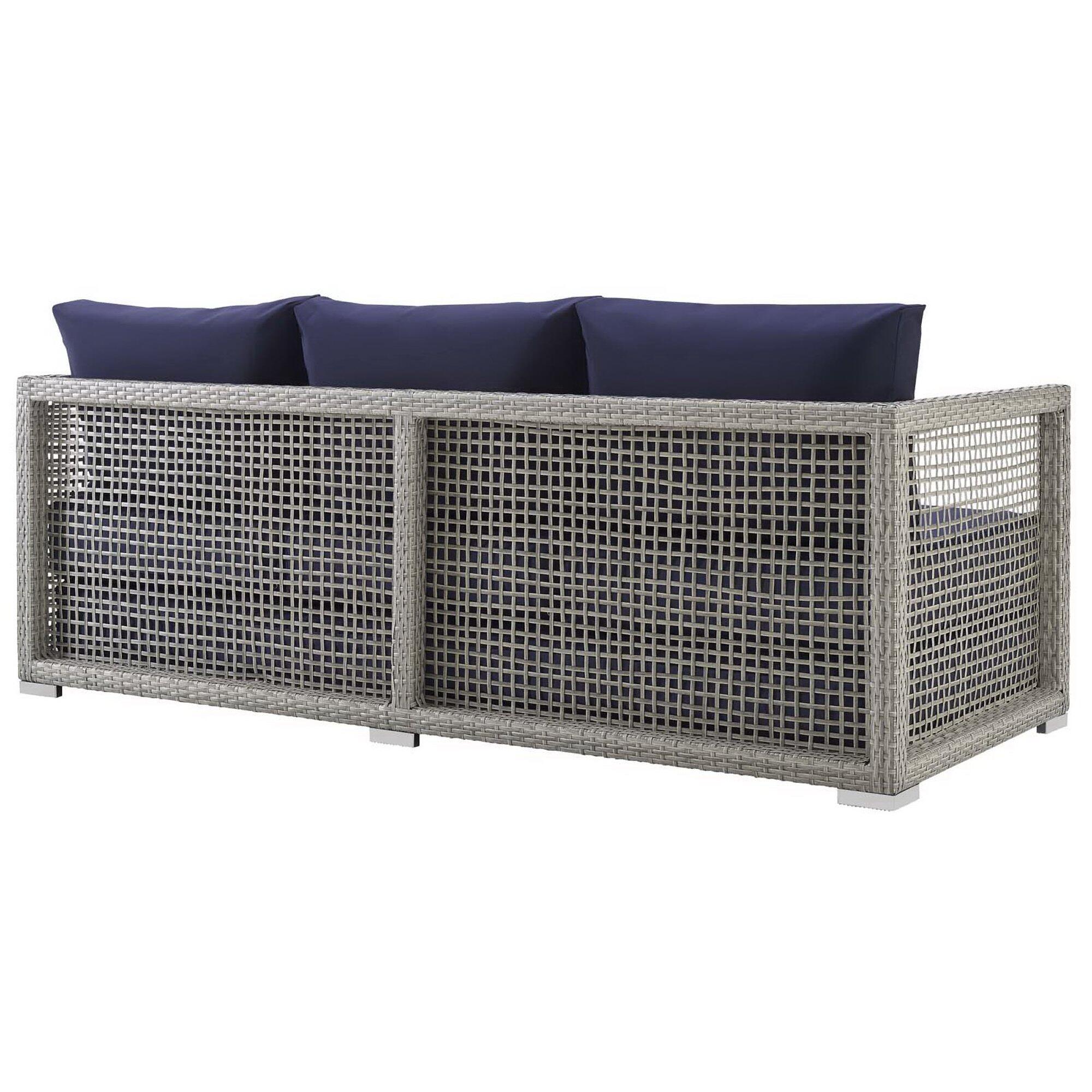 Modway Aura Outdoor Sofa, Gray/Navy, large