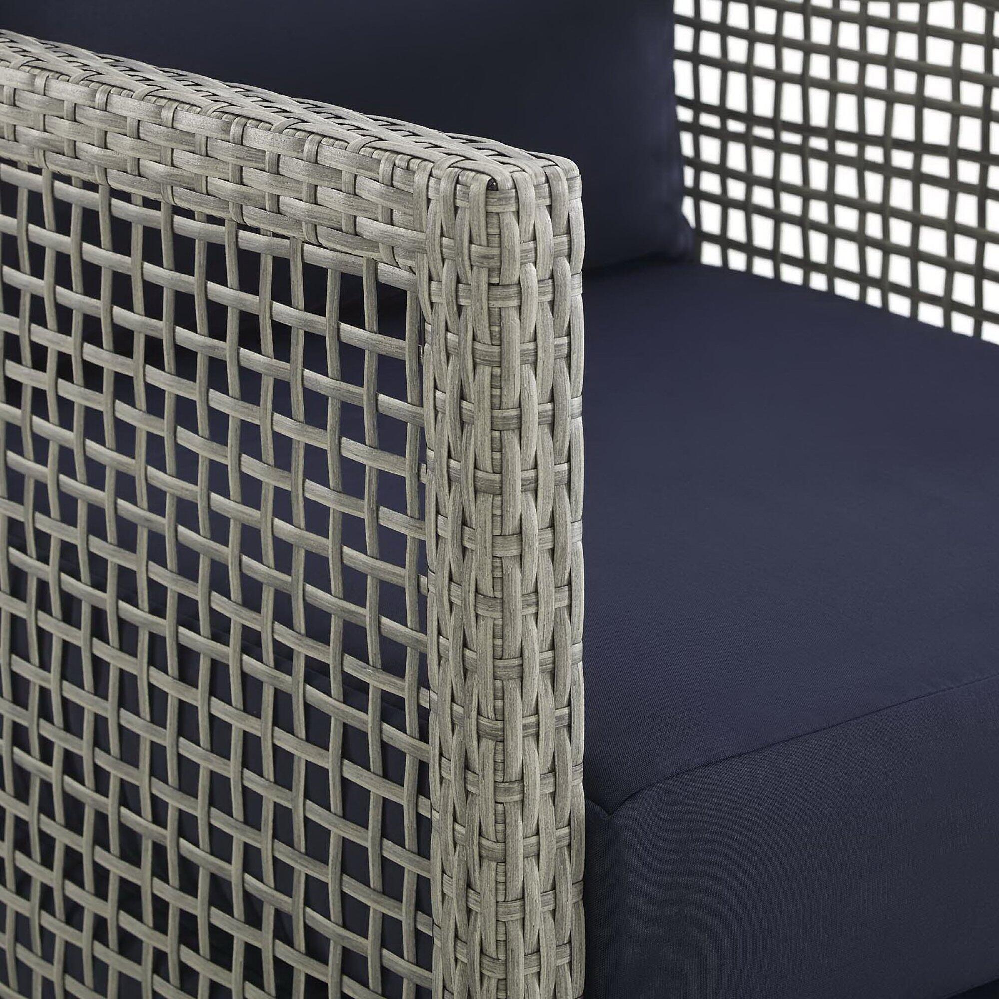 Modway Aura Outdoor Sofa, Gray/Navy, large
