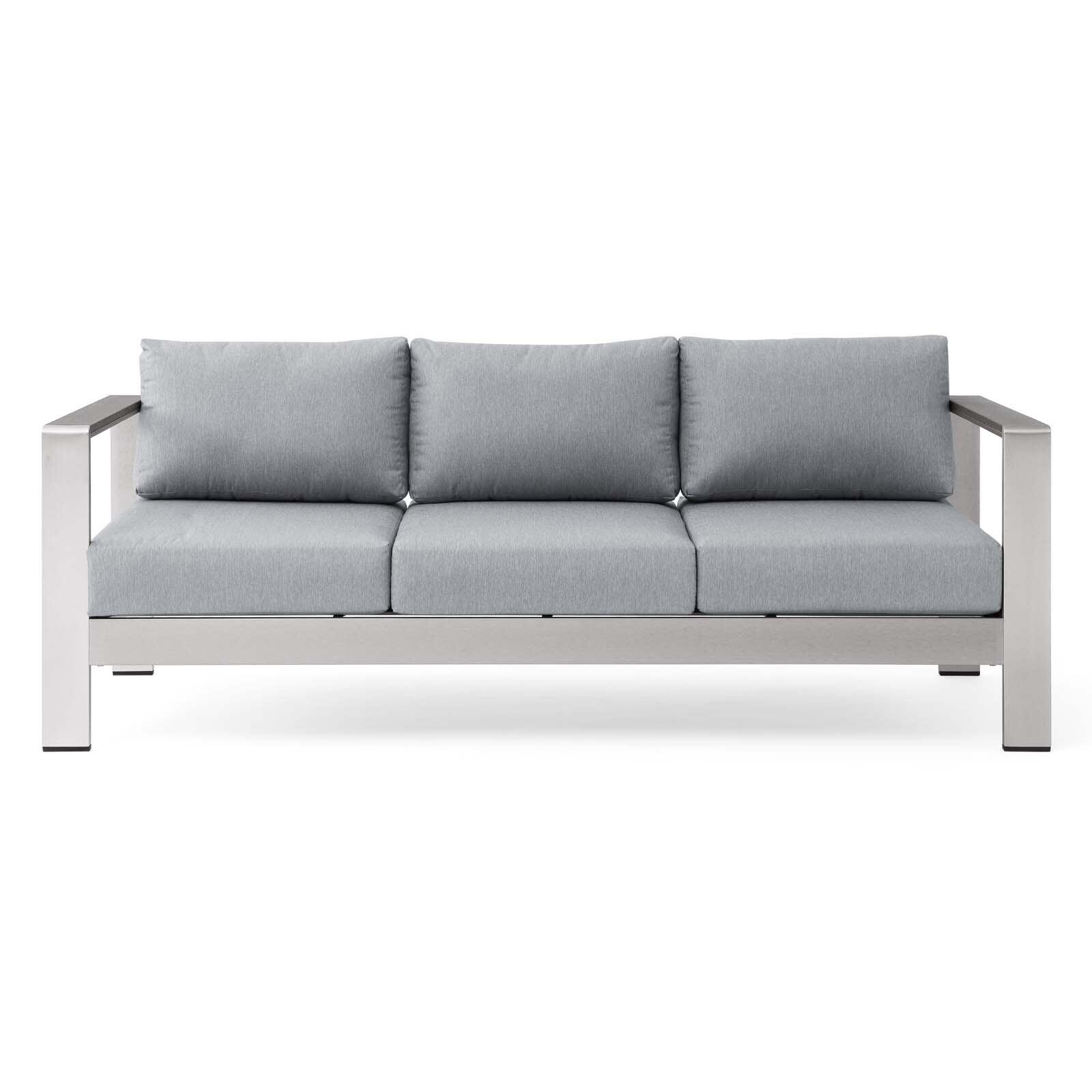Modway Shore Outdoor Sofa, Silver/Gray, large