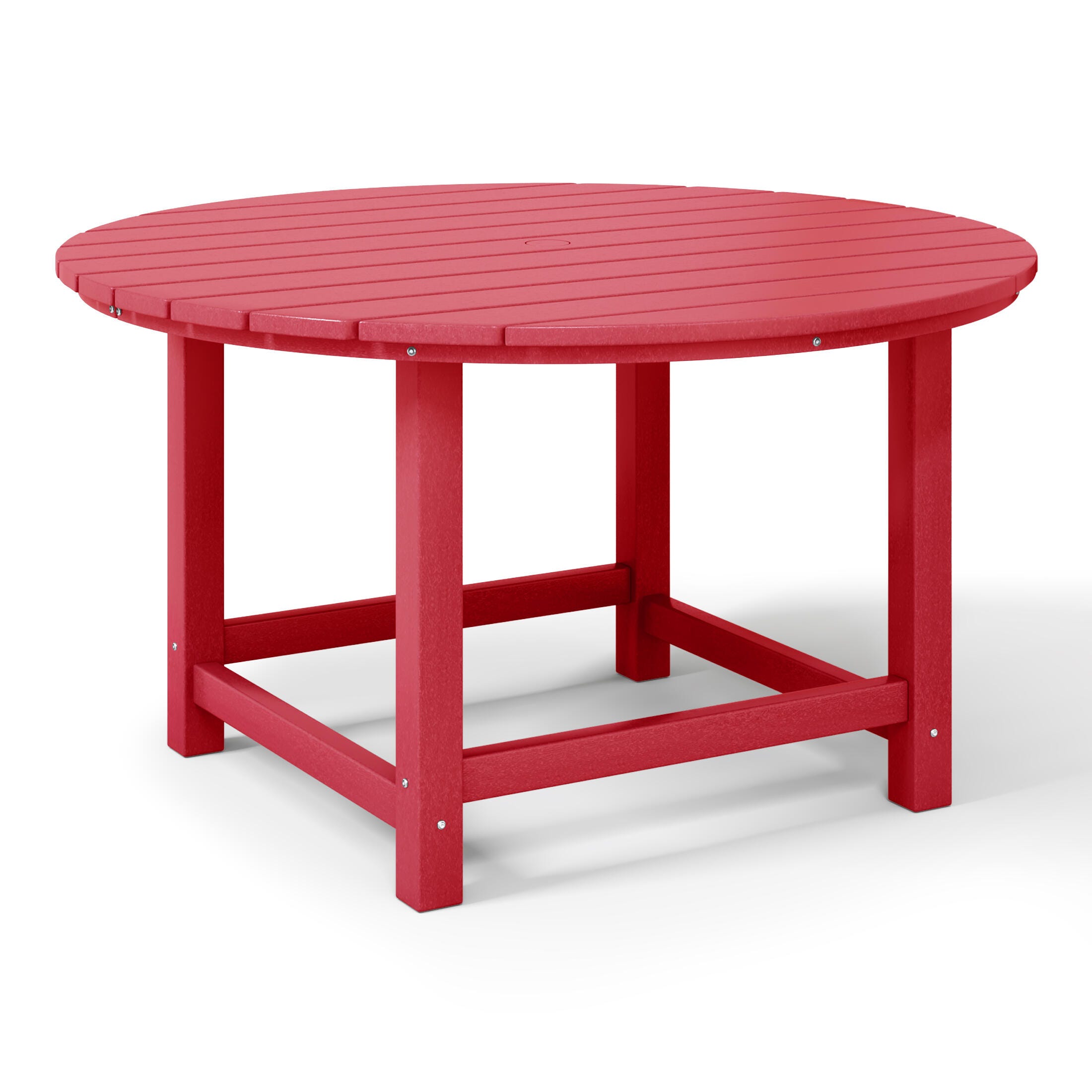 Westin Furniture Laguna Outdoor Adirondack Round Dining Table and 4 Chairs, Red, large