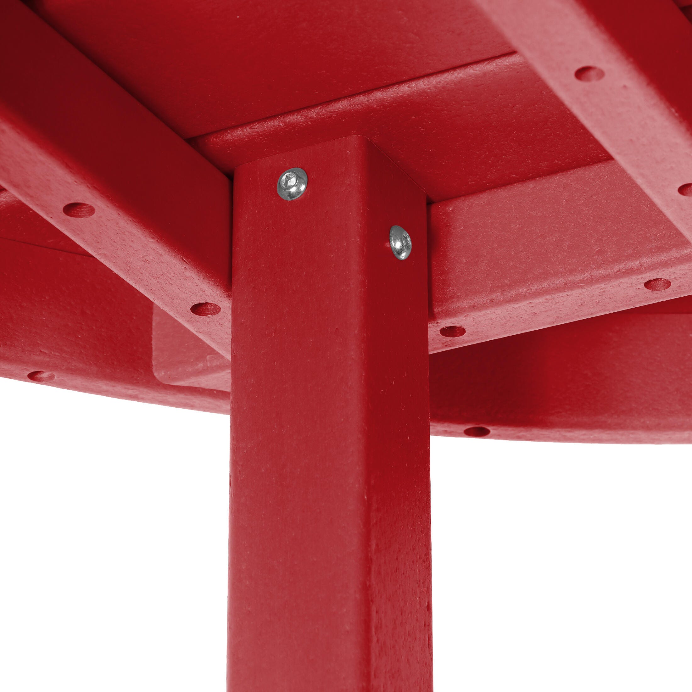 Westin Furniture Laguna Outdoor Adirondack Round Dining Table and 4 Chairs, Red, large