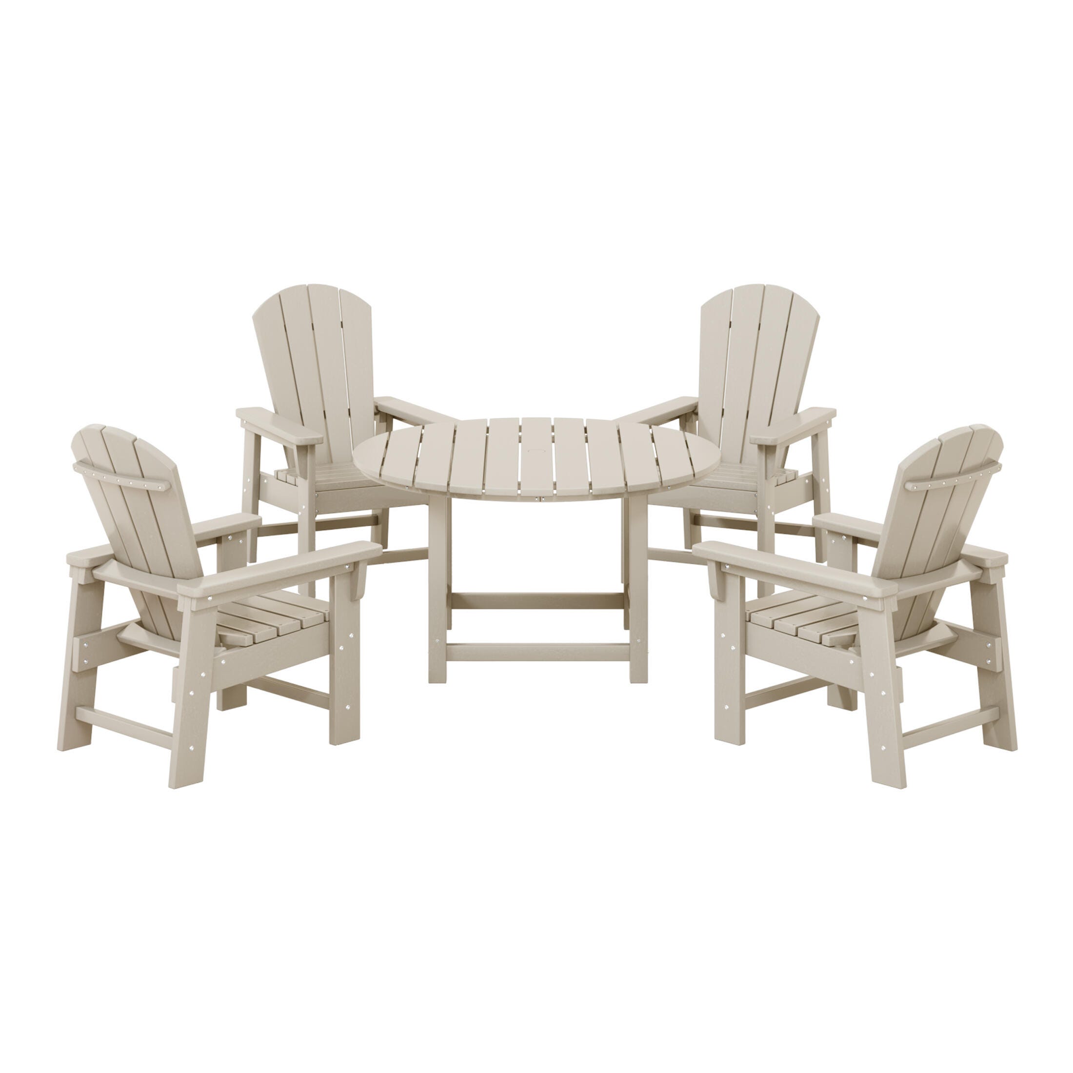 Westin Furniture Laguna Outdoor Adirondack Round Dining Table and 4 Chairs, Sand, large