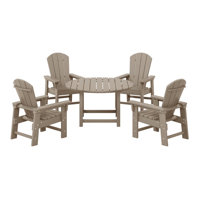 Westin Furniture Laguna Kids Outdoor Adirondack Round Dining Table and 4 Chairs