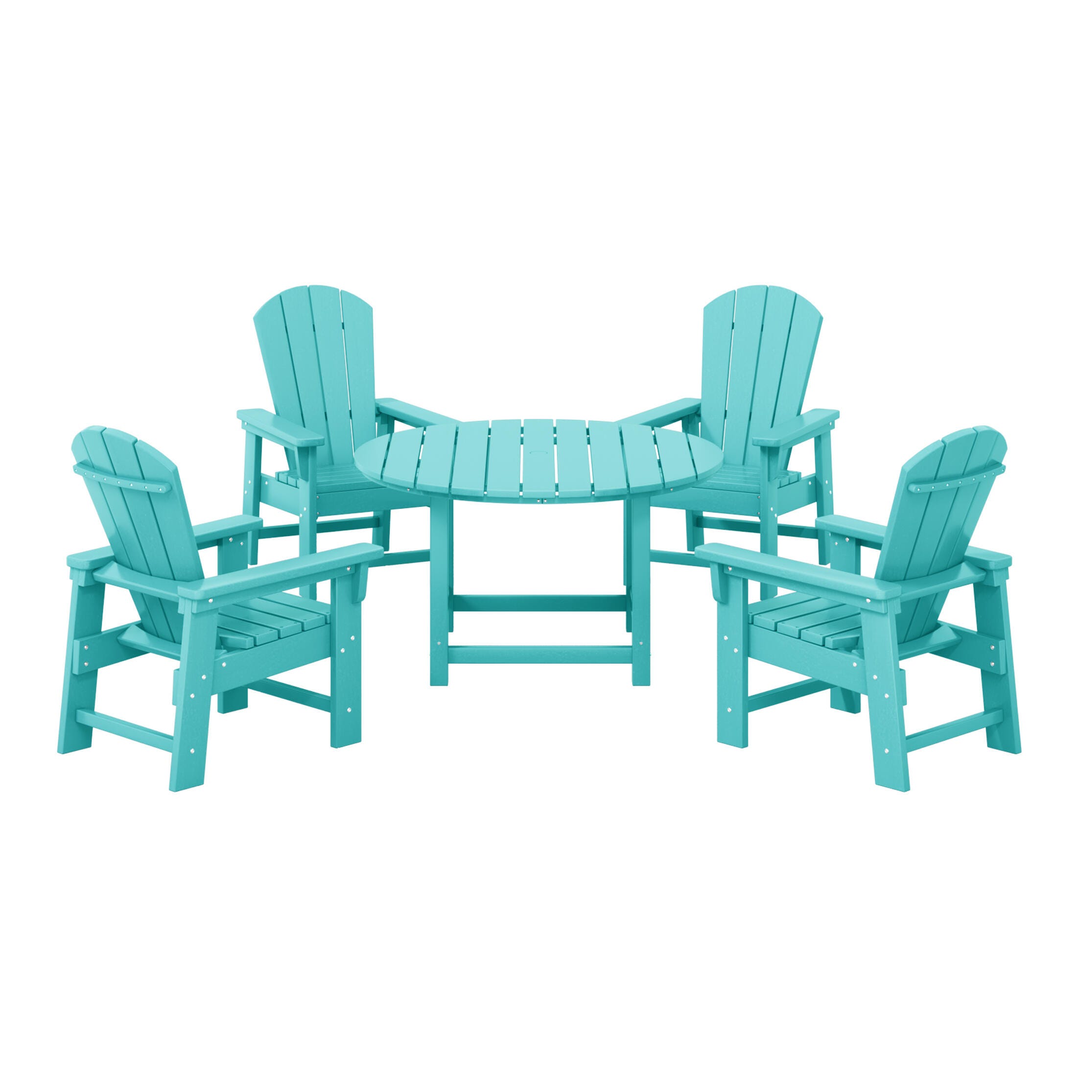 Westin Furniture Laguna Kids Outdoor Adirondack Round Dining Table and 4 Chairs, Turquoise