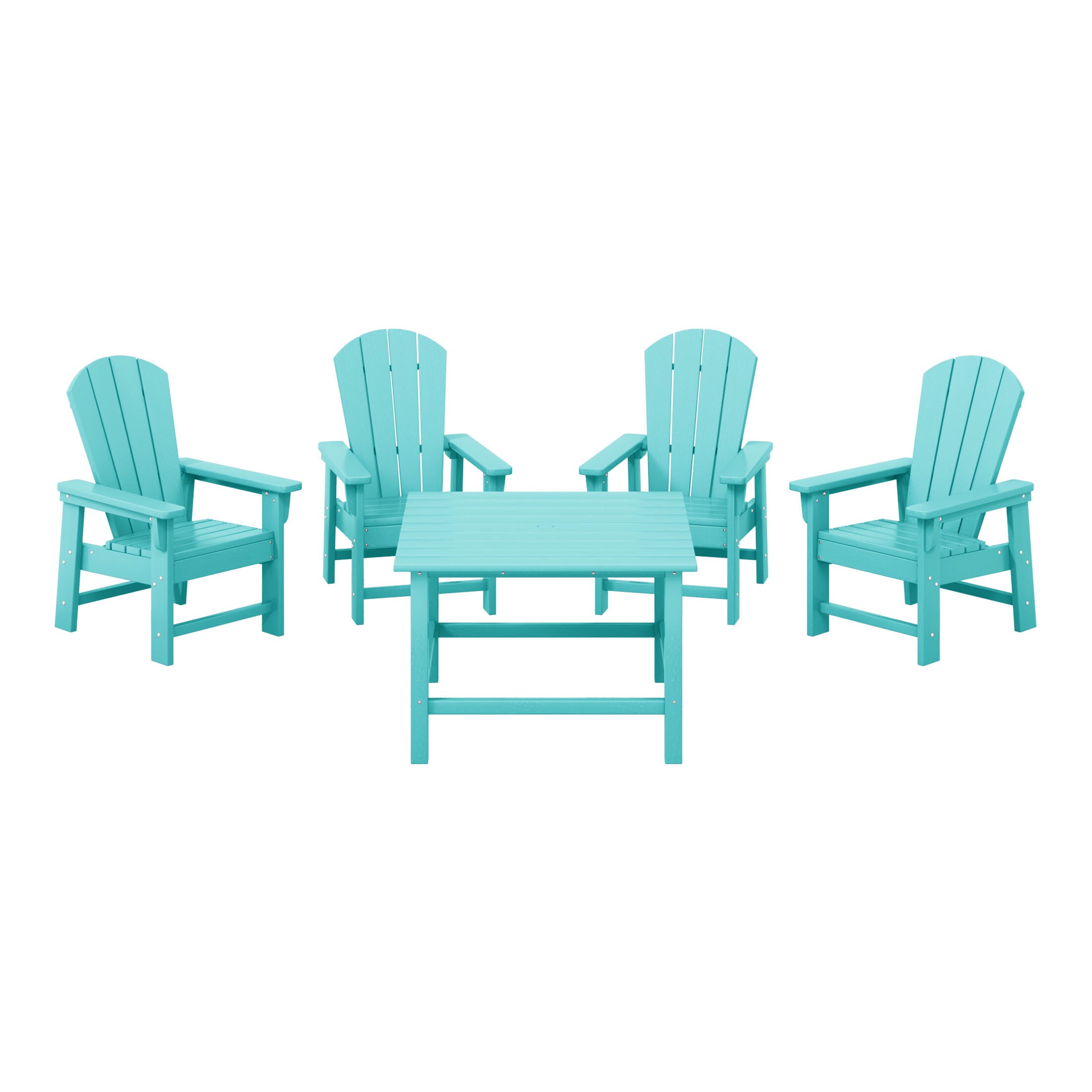 Westin Furniture Laguna Kids Outdoor Adirondack Dining Table and 4 Chairs, Turquoise