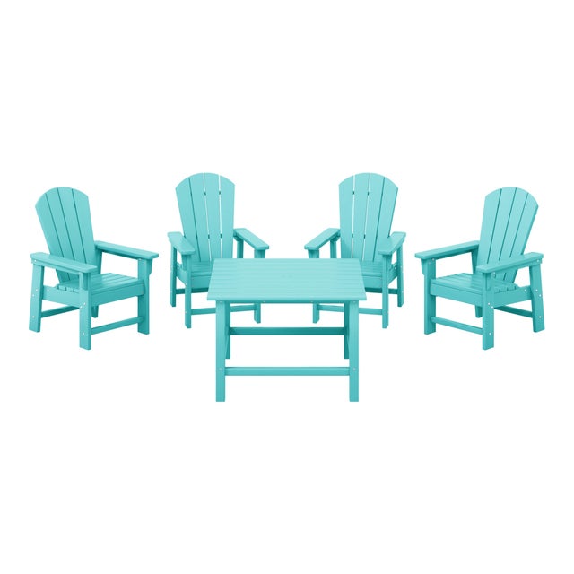 Westin Furniture Laguna Kids Outdoor Adirondack Dining Table and 4 Chairs, Turquoise