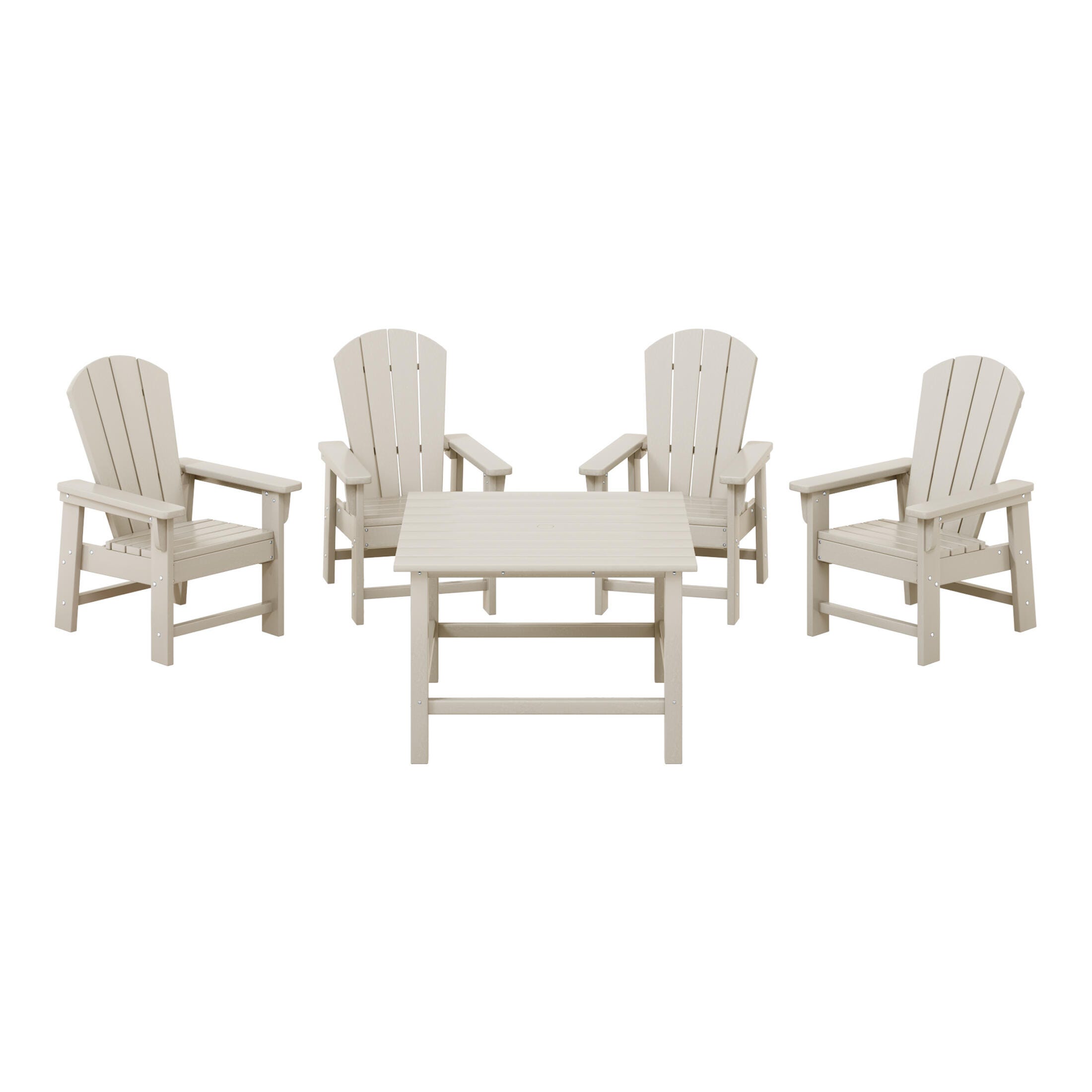 Westin Furniture Laguna Outdoor Adirondack Dining Table and 4 Chairs, Sand, large