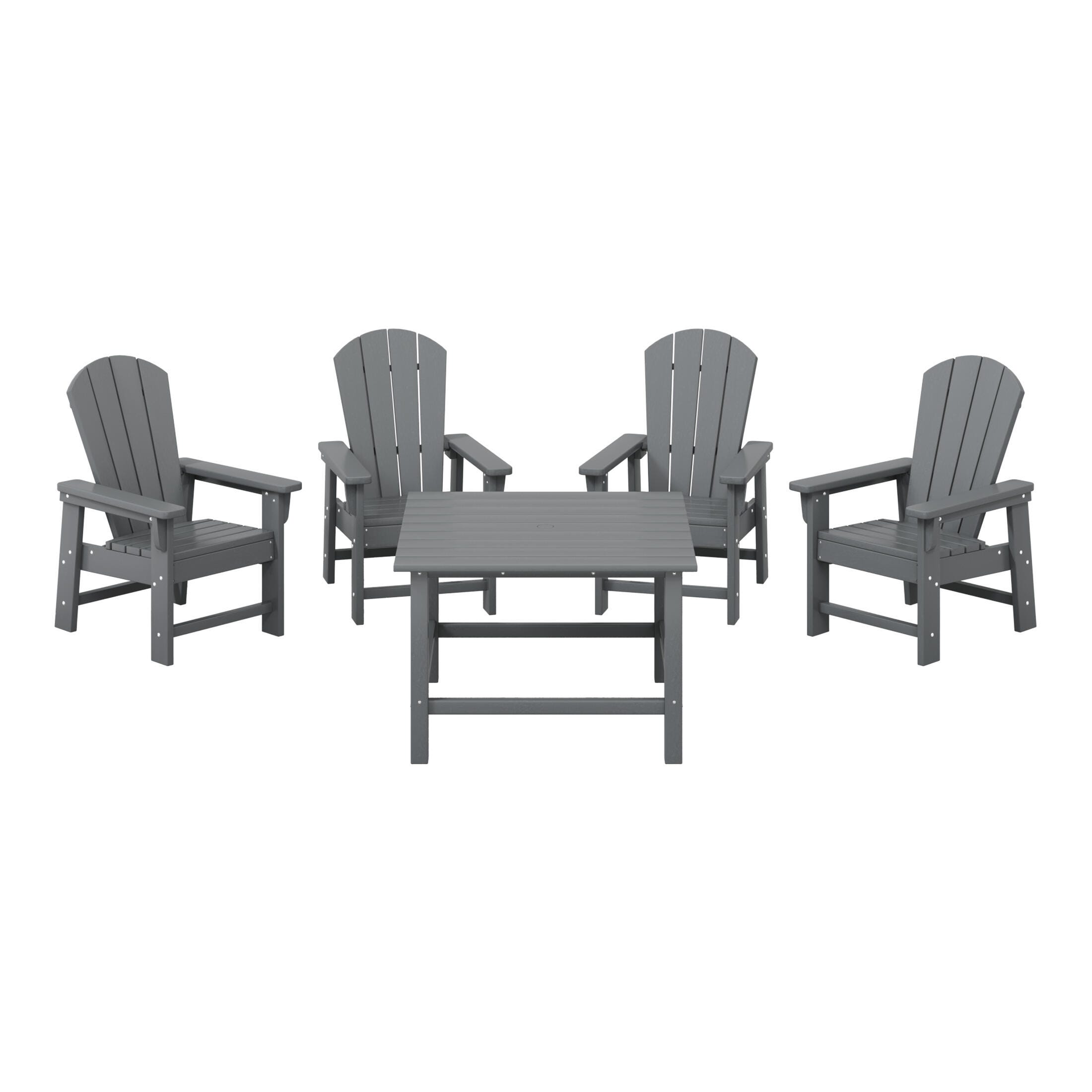Westin Furniture Laguna Outdoor Adirondack Dining Table and 4 Chairs, Gray, large