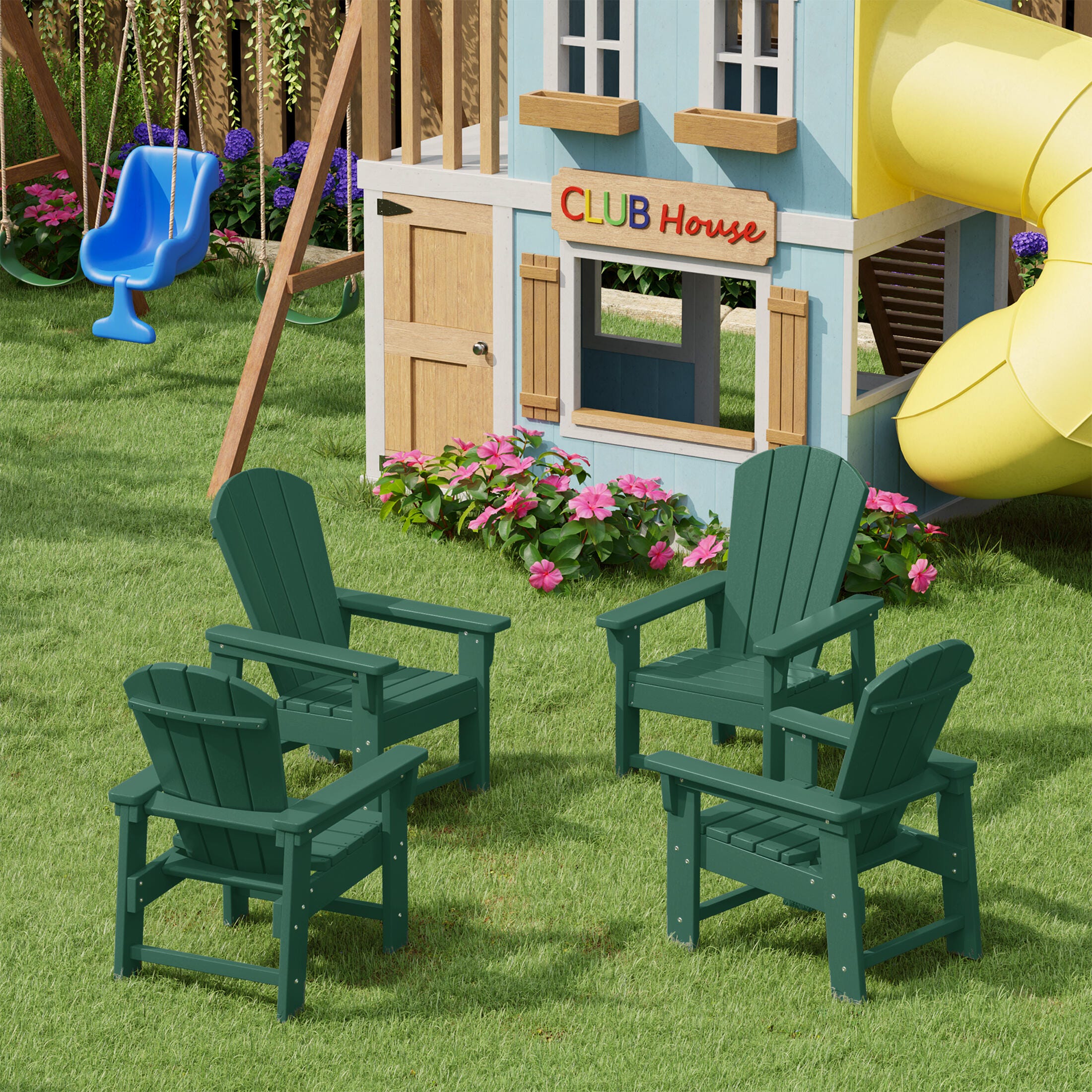 Westin Furniture Laguna Outdoor Adirondack Chair (Set of 4), Dark Green, rollover