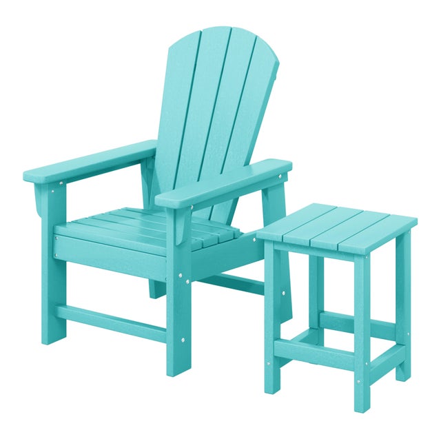 Westin Furniture Laguna Kids Outdoor Adirondack Chair and Side Table Set, Turquoise